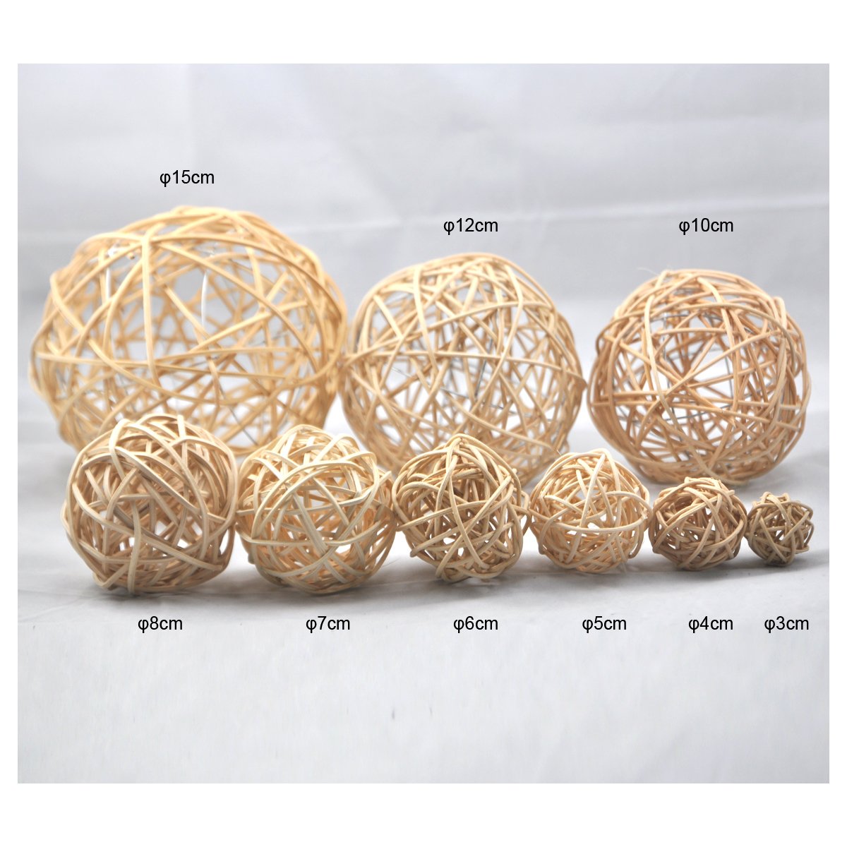 Set of 6pcs Wicker Rattan Balls Table Wedding Party Christmas Decoration(Diameter 3.2 Inch, Natural Color)