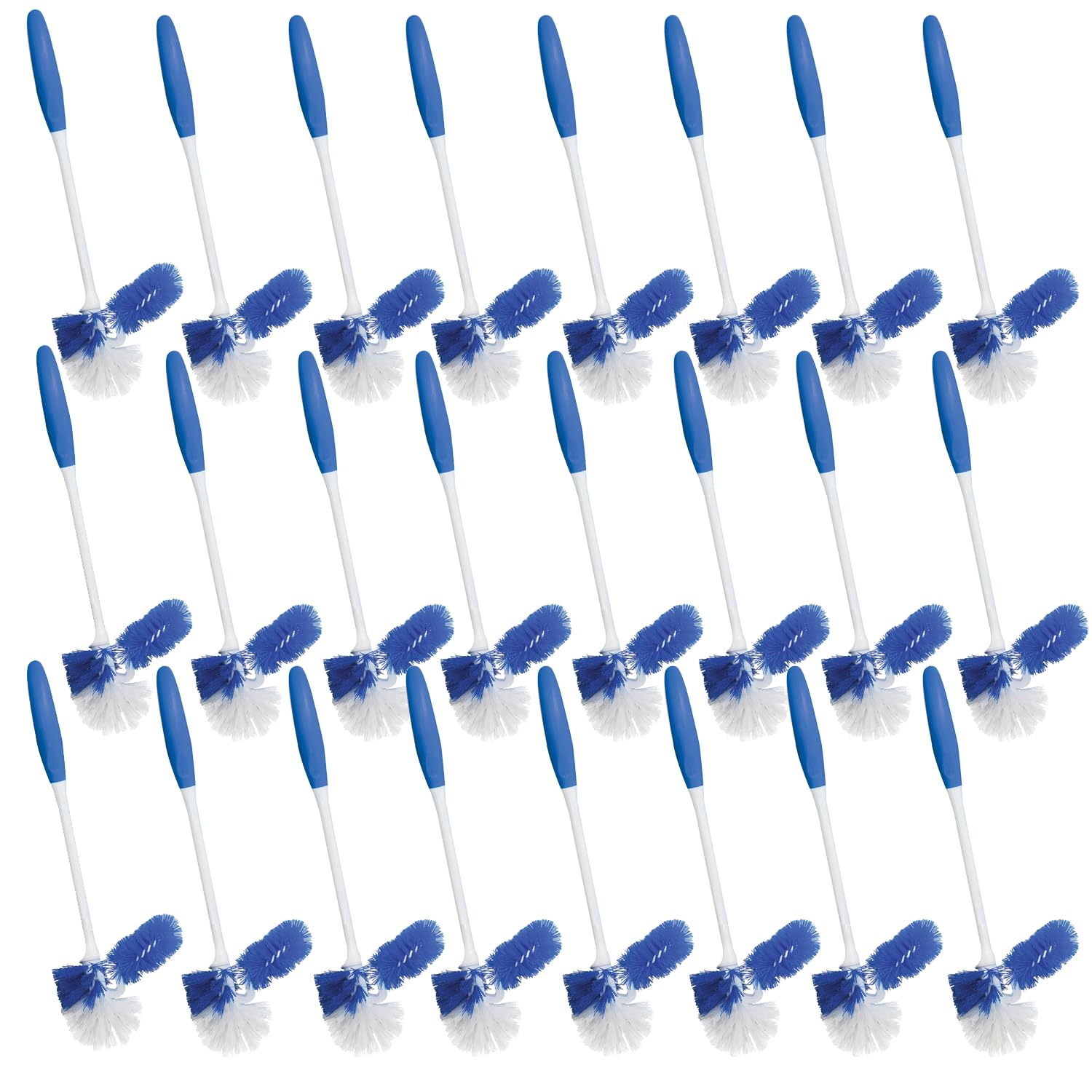 LOLA Classic Toilet Brush w/Under-The-Rim Scrubber, 24 Pack, Deep Cleans The Entire Toilet Bowl, Non-Slip Handle w/Rubber Comfor