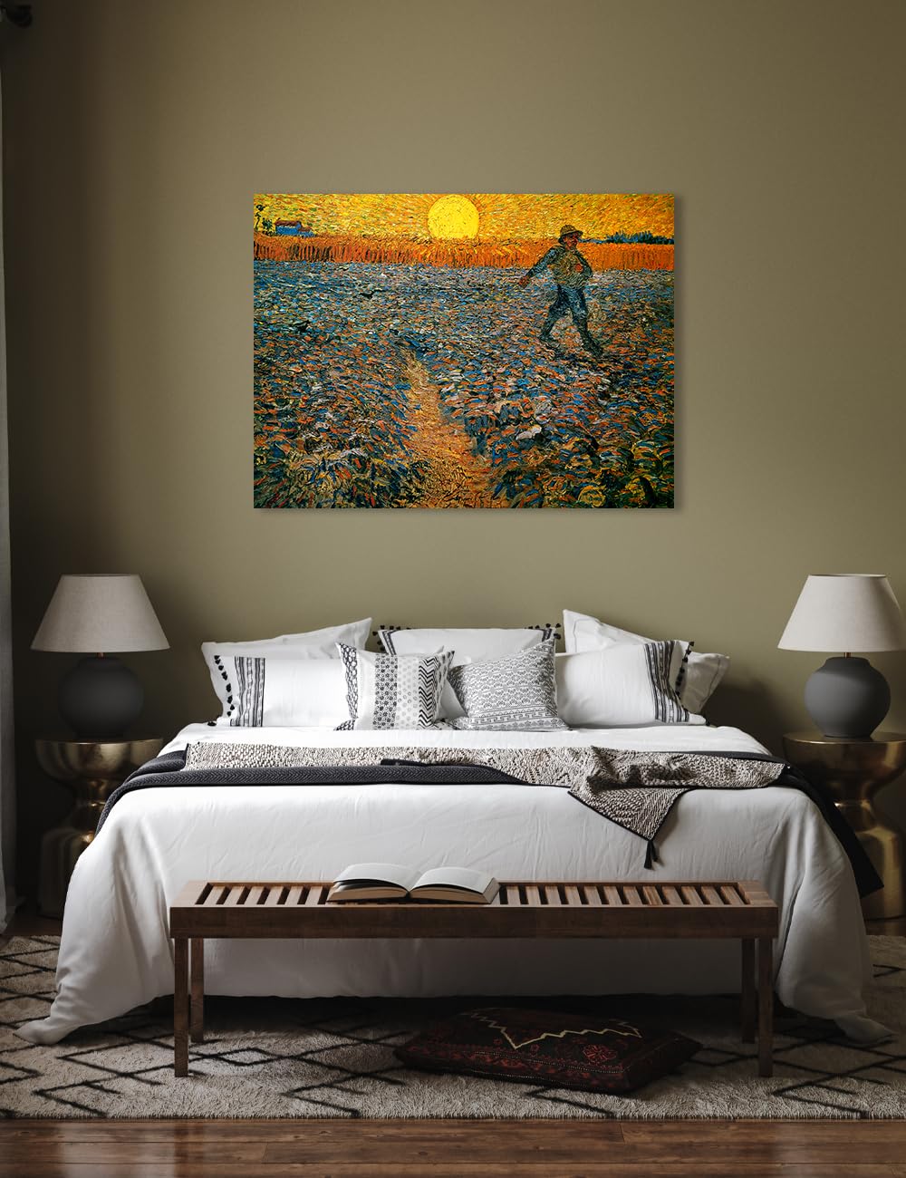 Decorarts - The Sower, Vincent Van Gogh Reproductions. Oversize Giclee Canvas Print Wall Art For Home Wall Decor. 40X30X1.5 In
