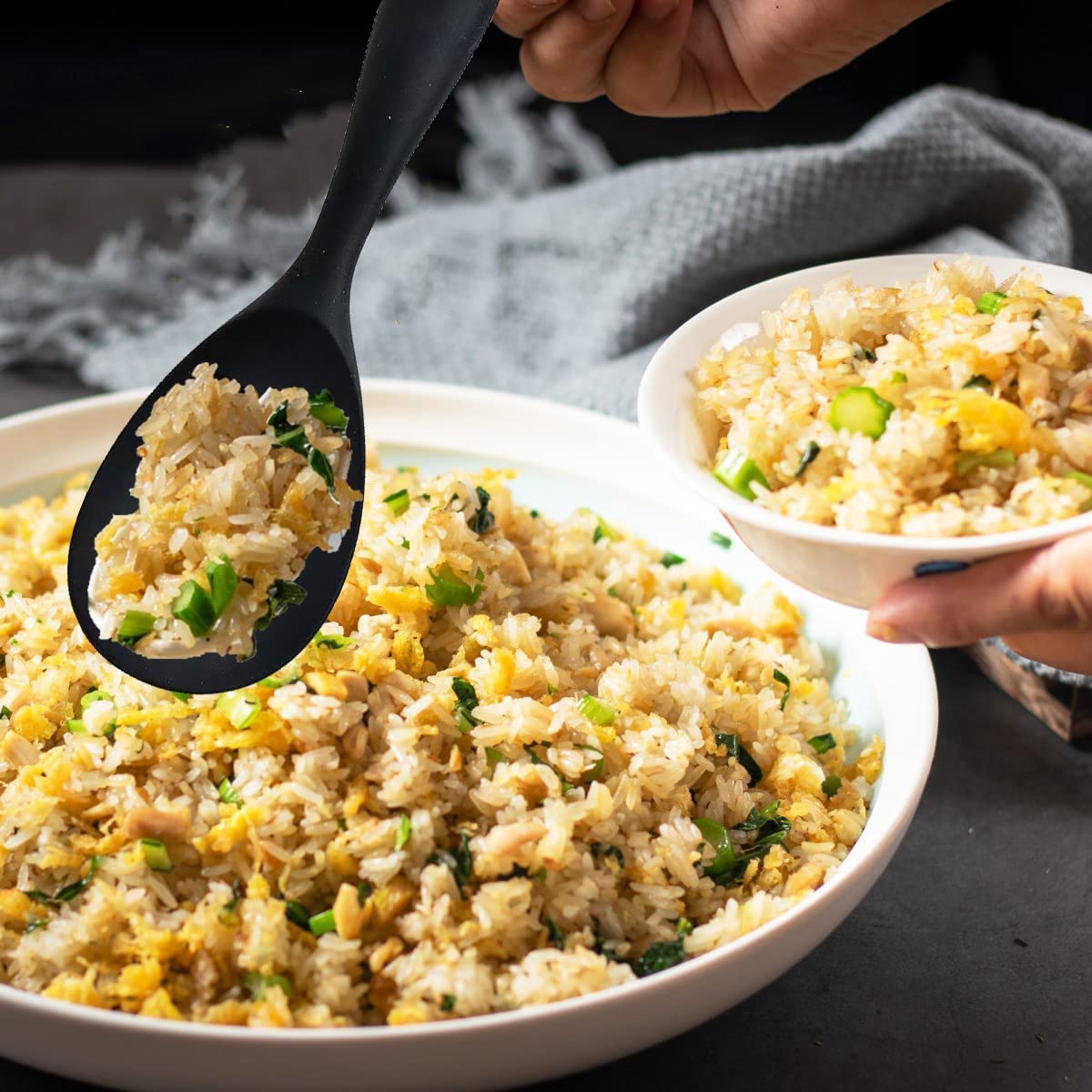 Ramkuwar Silicone Rice Spoon Non Stick Rice Scooper Heat Resistant Kitchen Gadge Rice Spoon Paddle Cooking Utensil Rice Spatula