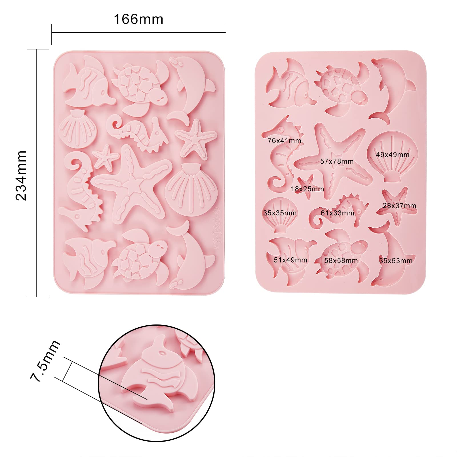 Ur Urlifehall 2 Pcs Marine Organism Food Grade Silicone Moulds Ocean Animal Fondant Moulds For Cake Chocolate Candy Biscuits Soa