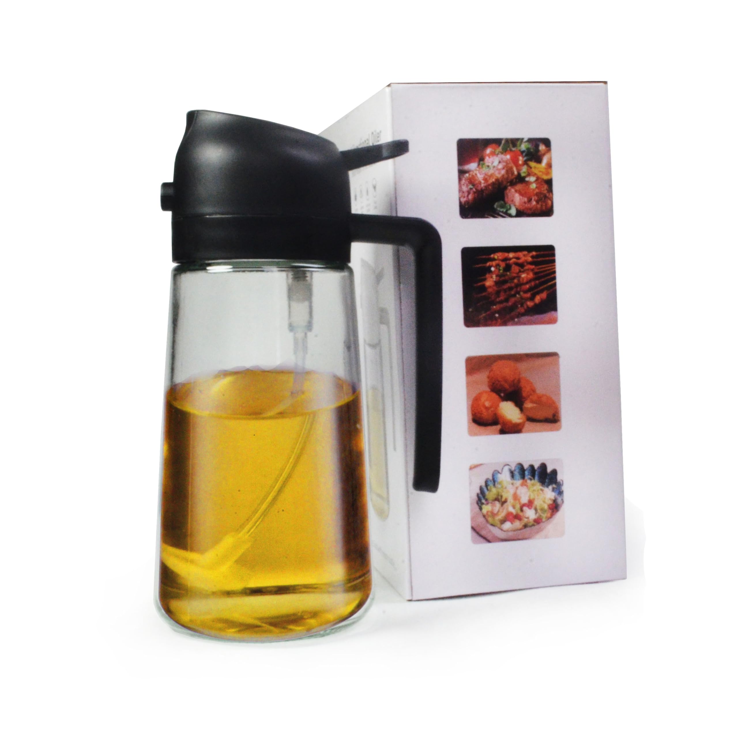 ZHCHSH Oil Dispenser Glass Bottle Sprayer Pour Olive Kitchen for Cooking, Salad, BBQ, Kitchen Baking, Roasting Frying Use (black
