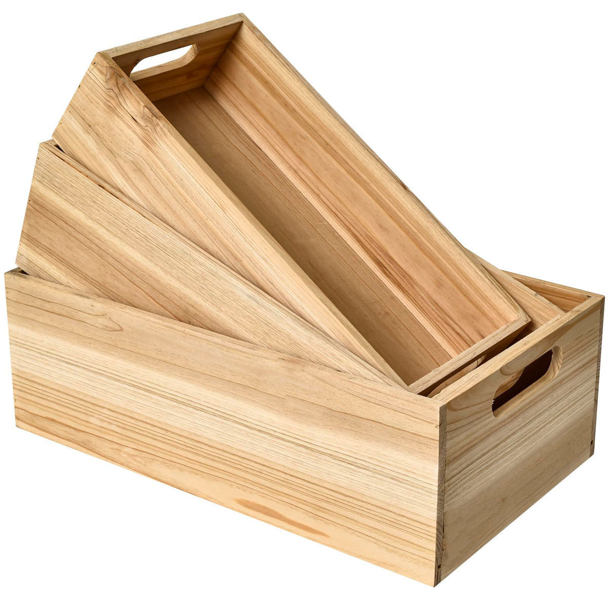 Macvad Set Of 3 Wooden Boxes For Storage - Small Wooden Crates For Dis ...