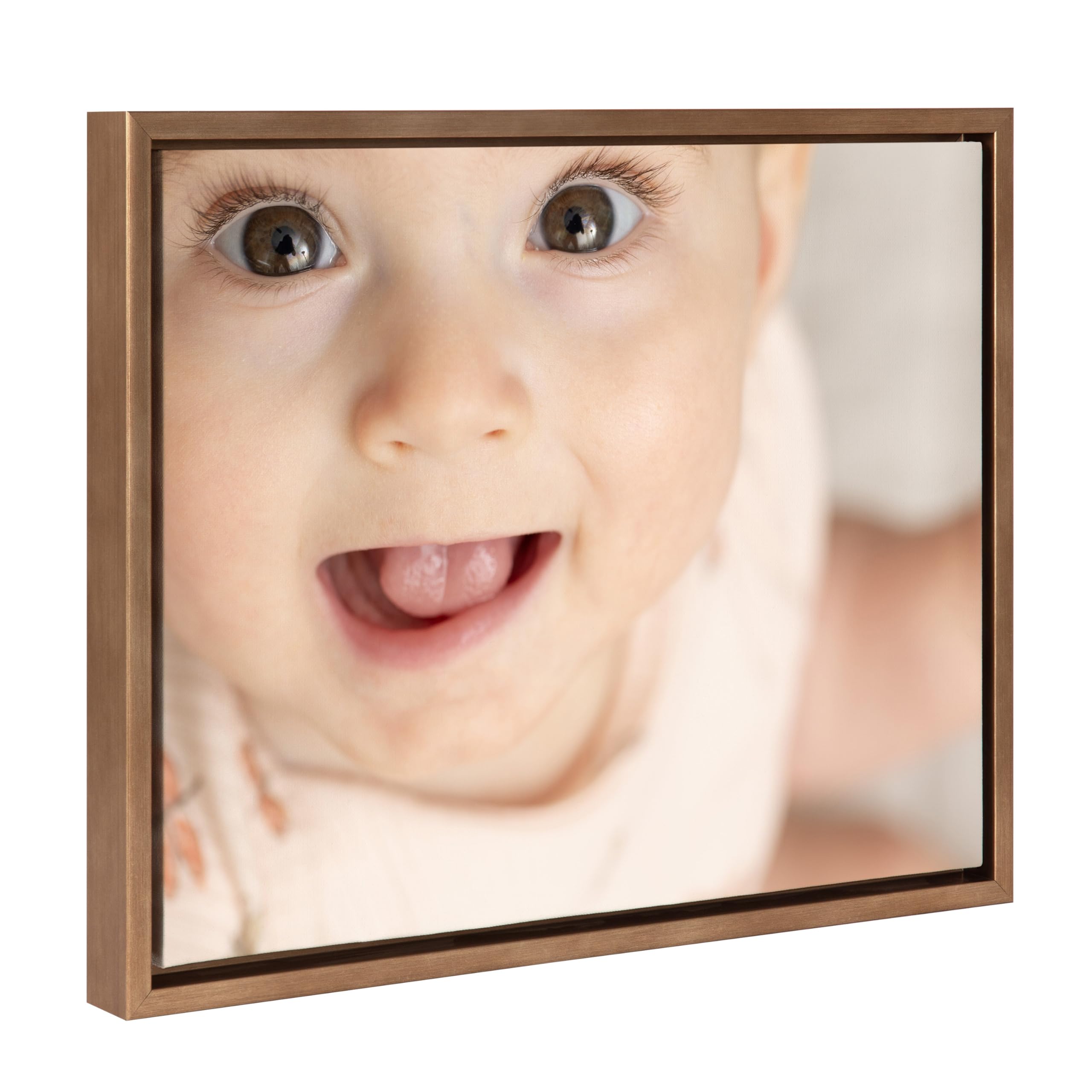 Kate And Laurel Sylvie Custom Printed Framed Canvas Wall Art, 20X16 Gold, Personal Canvas Print With Your Photos For Bedroom Or