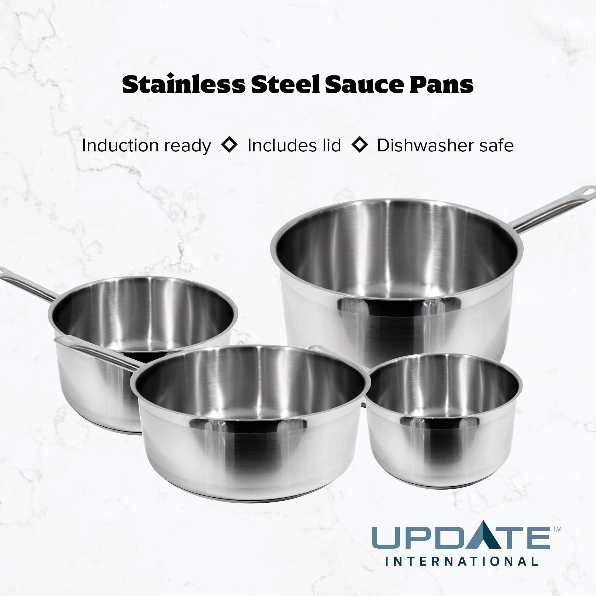 Update International 10 Qt Induction Ready S/S Sauce Pan W/Cover And Helper Handle