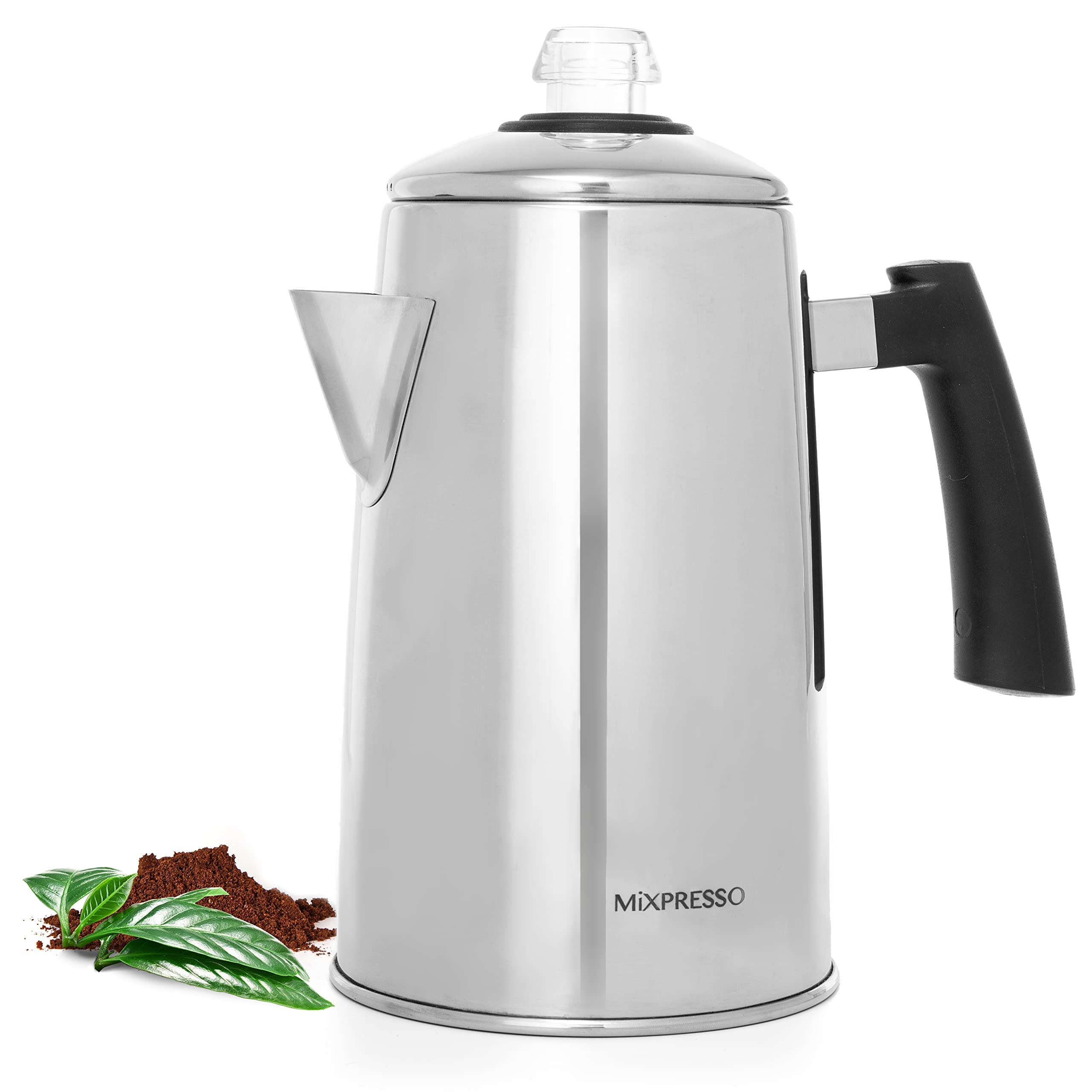 Mixpresso Stainless Steel Stovetop Coffee Percolator, Percolator Coffee Pot, Excellent As Camping Coffee Pot, 52 Oz 12 Cup Stain