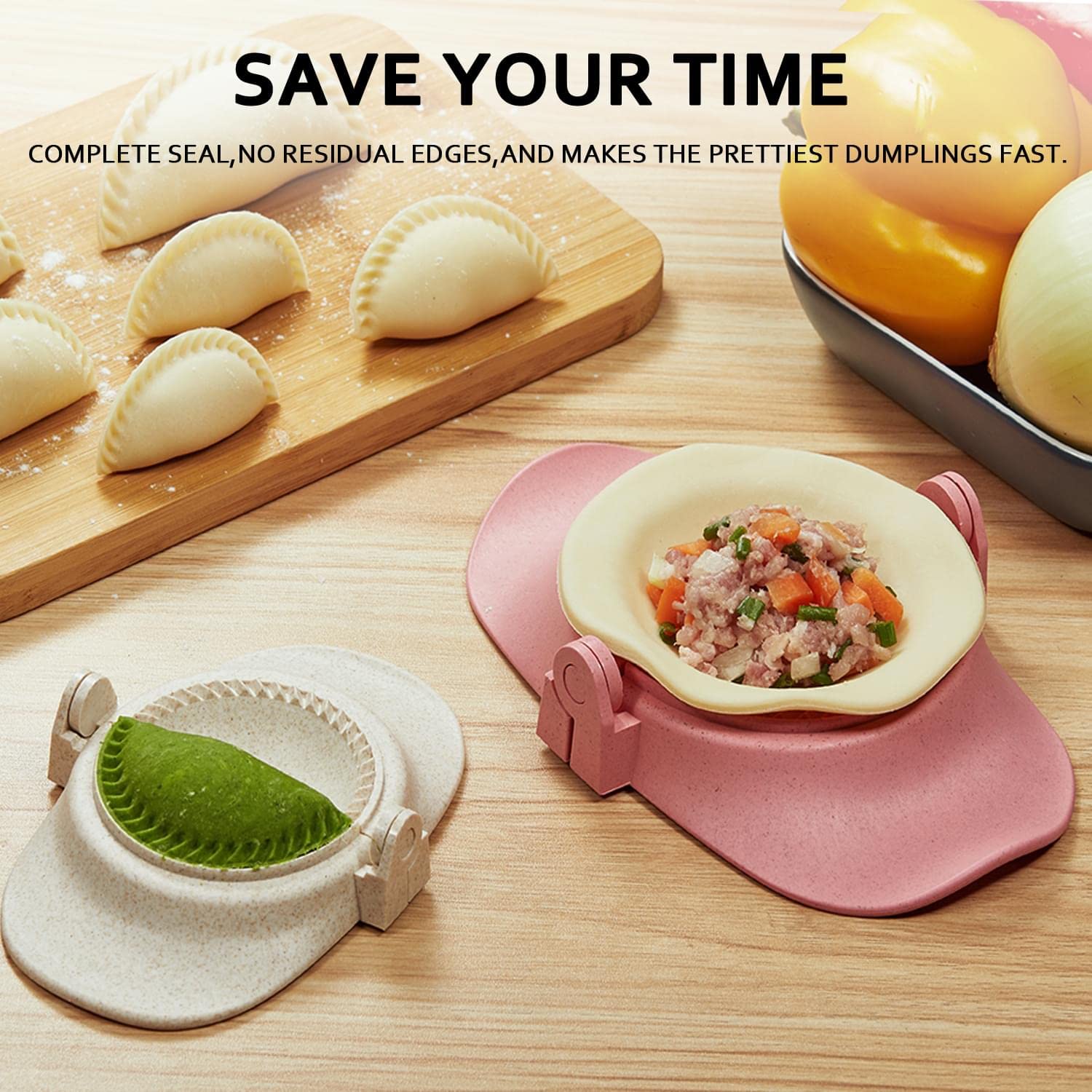 Mumsung Empanadas Press Maker, Dumpling Maker Mold Set With Dough Cutter, Dumpling Mold Set (L/4''+M/3'')