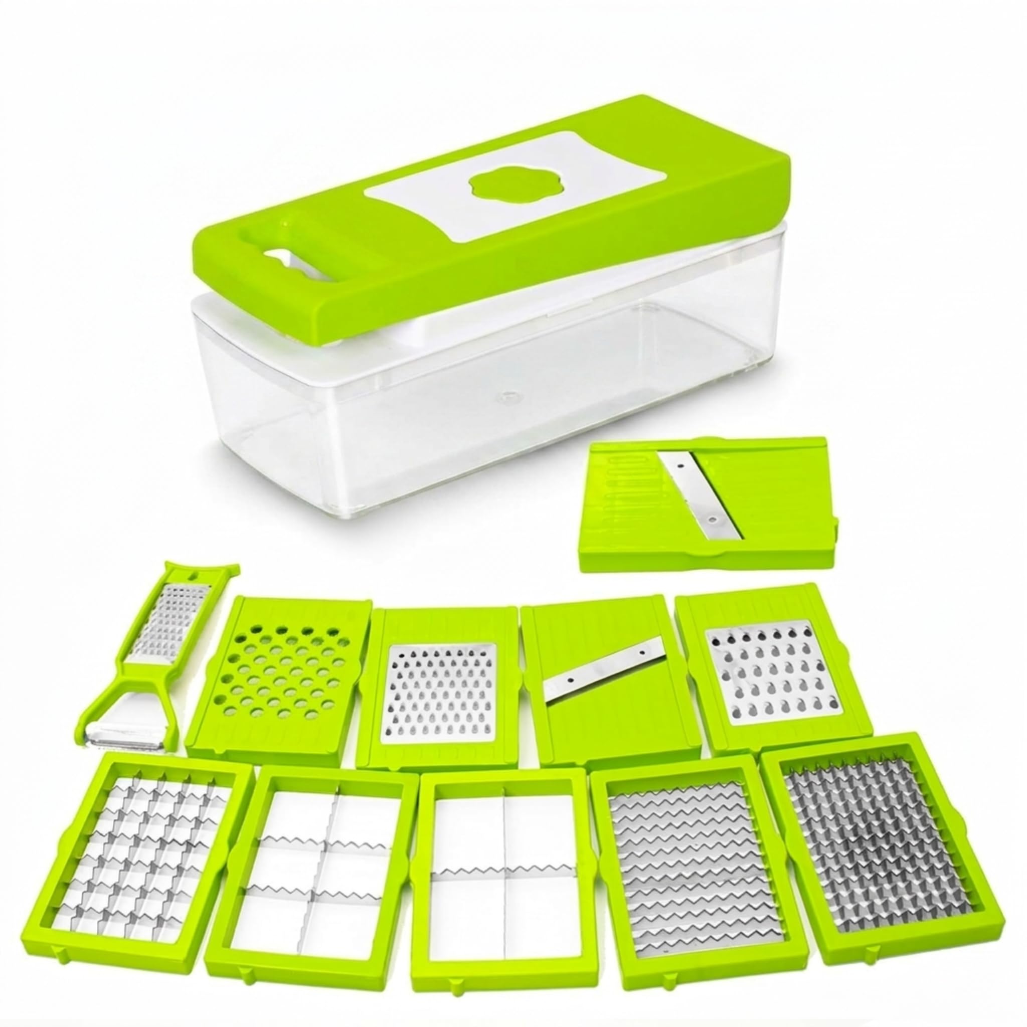 Lakshiya 12 In 1 Multipurpose Chopper, Fruits & Vegetable Cutters, Grater Peeler Chipser, Unbreakable Food Grade Body, Easy Push