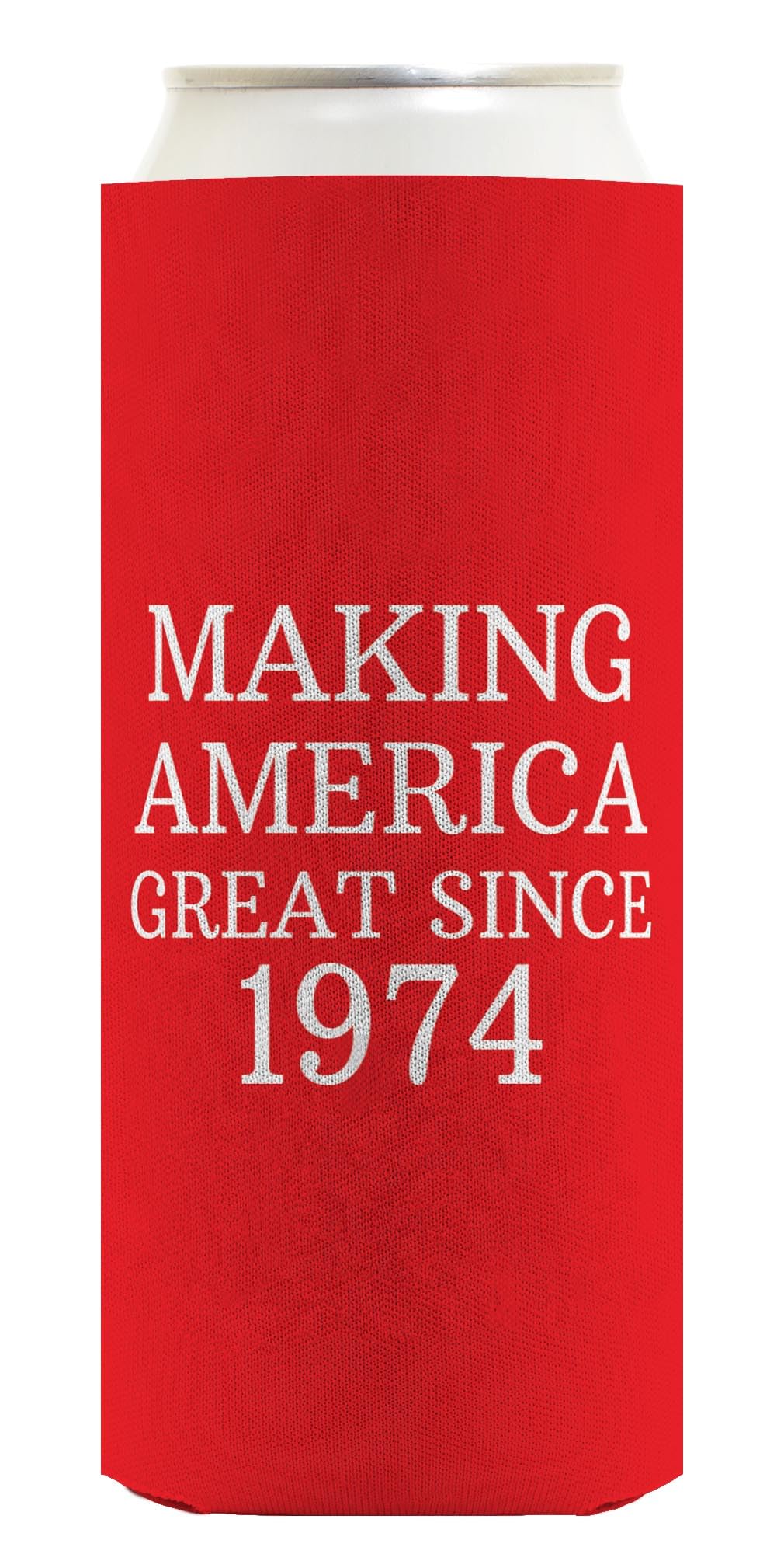 50Th Birthday Coolie Making America Great Since 1974 12-Pack Ultra Slim Can Coolies Red