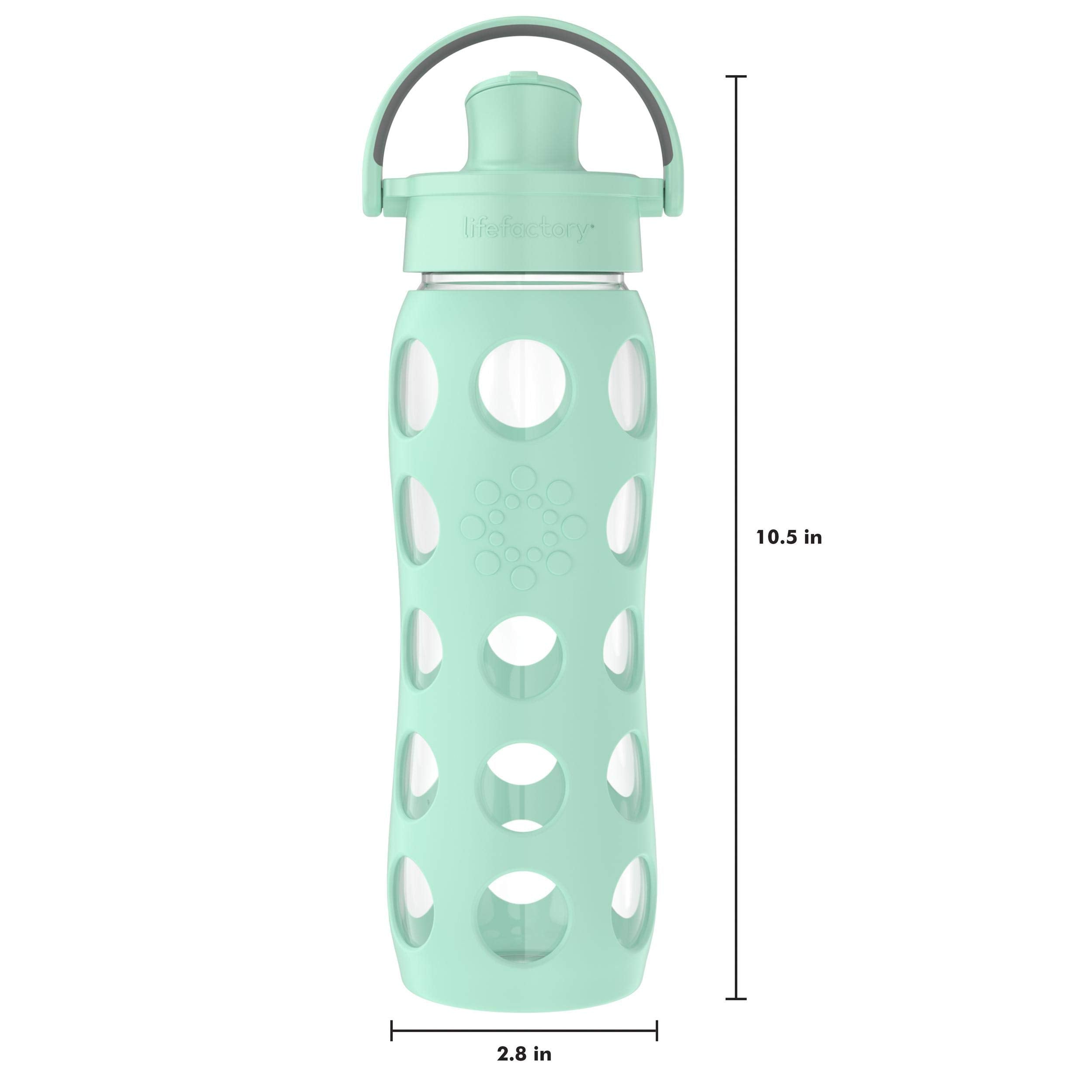 Lifefactory 22-Ounce Glass Water Bottle With Active Flip Cap And Protective Silicone Sleeve, Mint