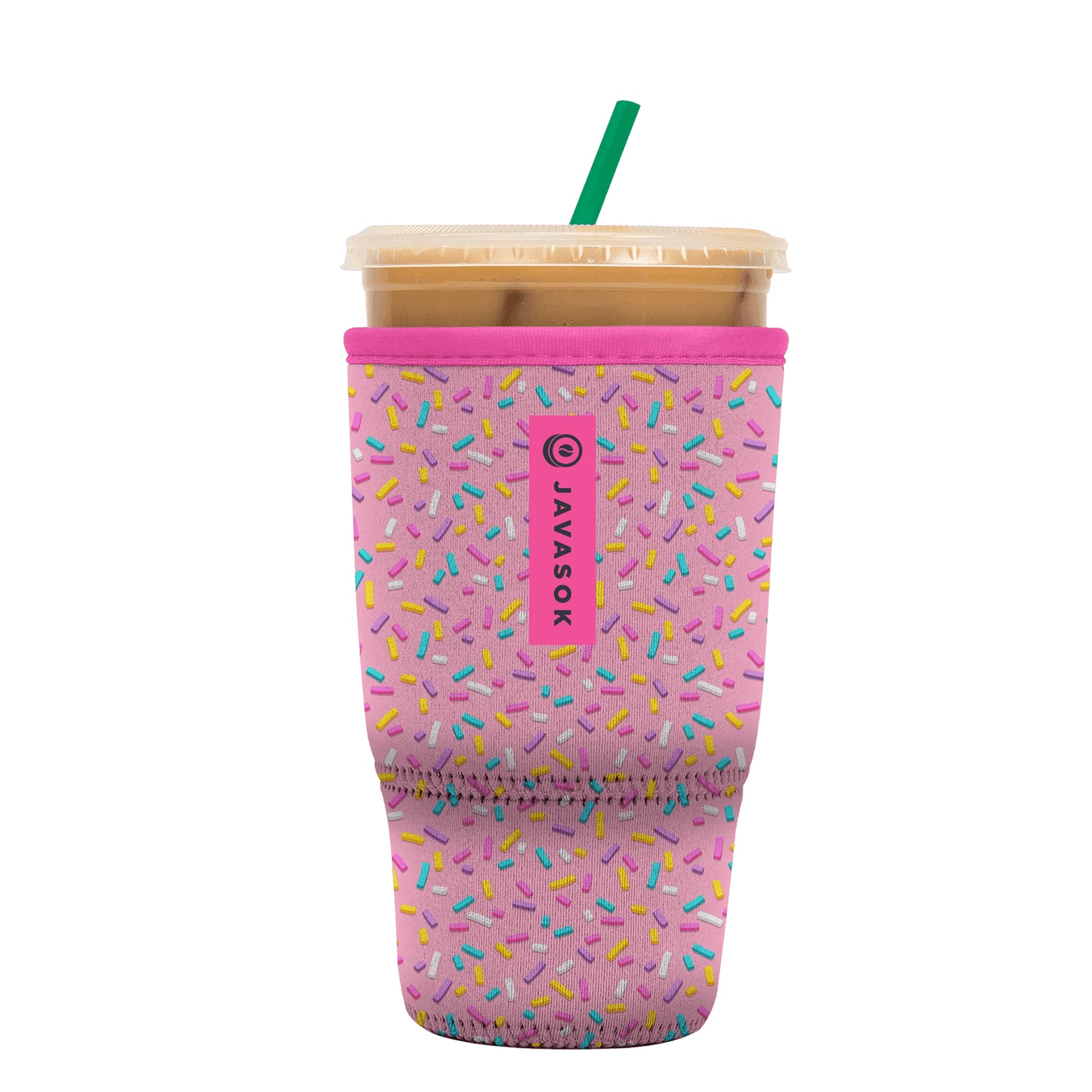 Sok It Java Sok Iced Coffee & Cold Soda Insulated Neoprene Cup Sleeve (Sweet Sprinkles, Large: 30-32oz)