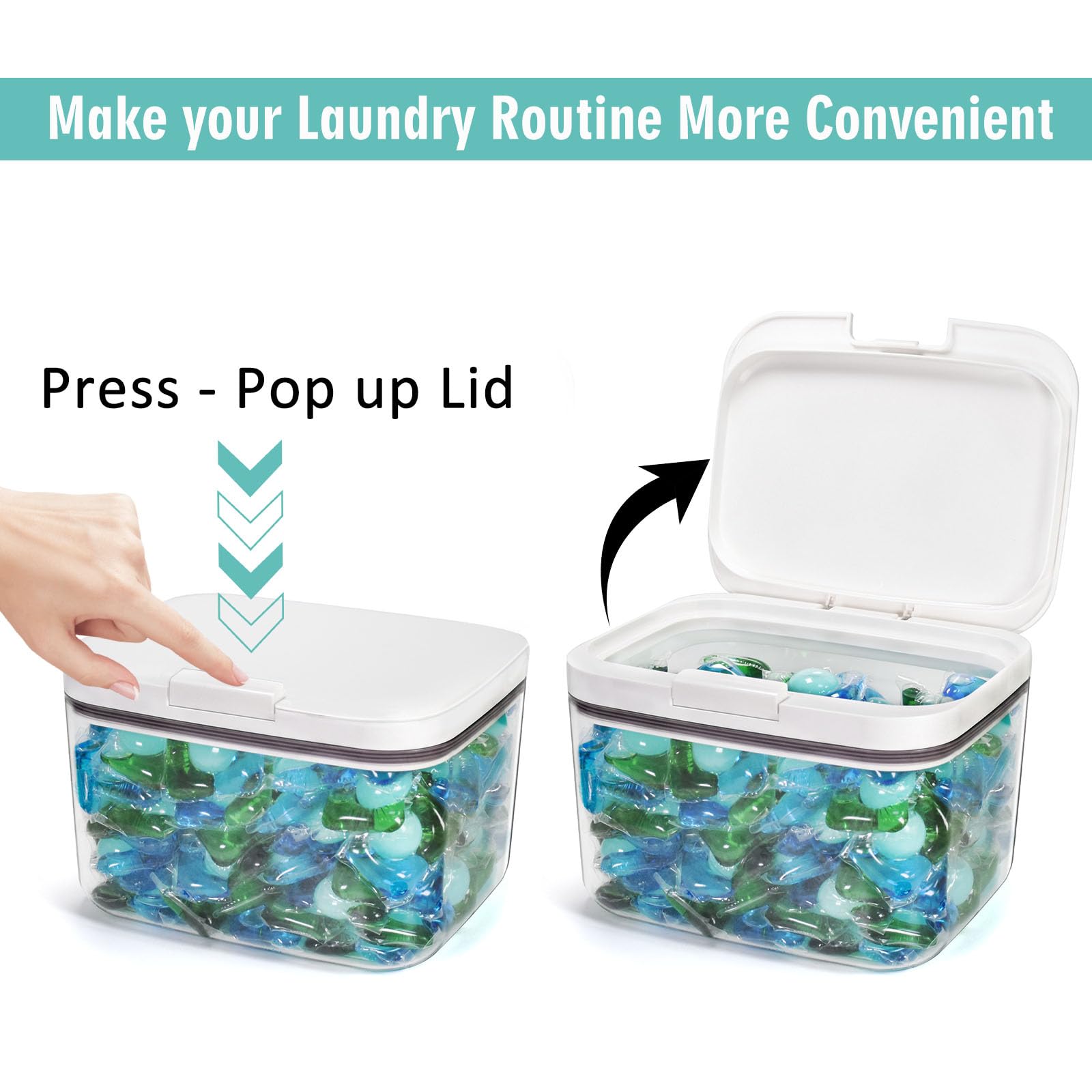 Pensino Laundry Pods Container Laundry Pod Holder With Lid, Laundry Room Storage Container For Detergent Pods Laundry Powder Sce