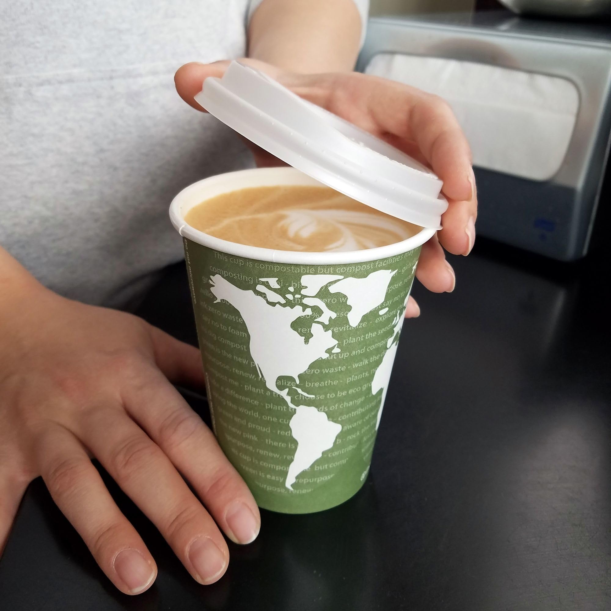Eco-Products Disposable Hot Coffee Cup Lid, Eco-Friendly Compostable Cup Sip Lid, Lid For 10-20 Oz, Case Of 800