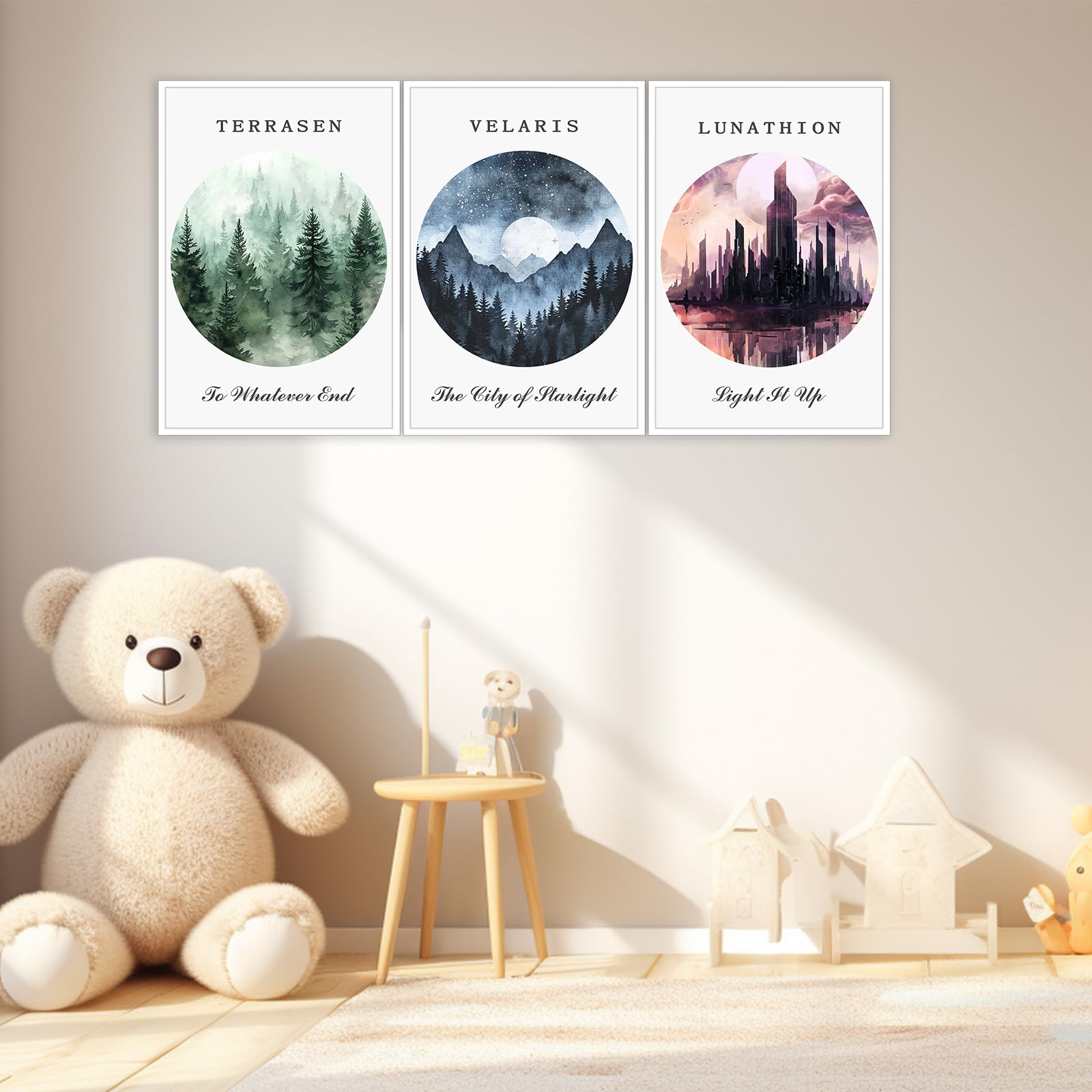 Dfaiuy 3 Piece Sarah J Maas Books Poster Art Print Sarah Maas Acotar Crescent City Throne Of Glass Series Canvas Wall Art Fantas