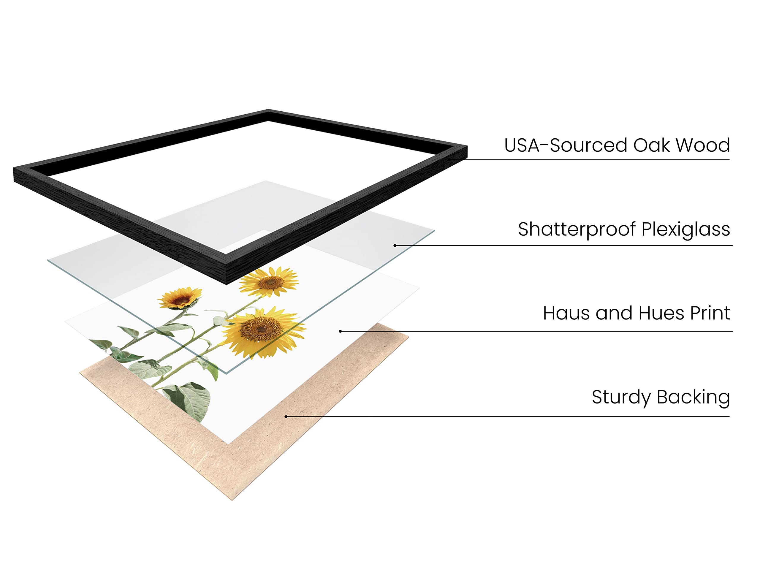 Sunflower Wall Decor and Sunflower Posters - by Haus and Hues | Set of 4 Sunflower Set Collage Bedroom Decor Sunflower Paintings for Wall Yellow Wall Art Decor Sunflower Decor (11 X 14   FRAMED BLACK)