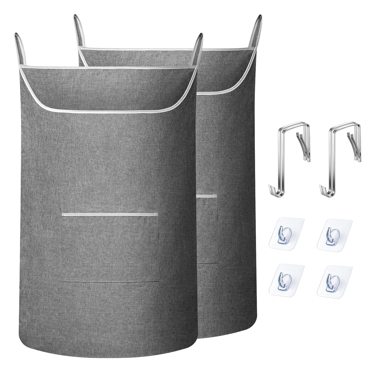 SAVERHO Large Door Hanging Hamper Bag  Large Capacity Hanging Laundry Hamper Basket with Wide Opening Dirty Clothes Laundry Hamper Storage Bag Size 35X22inch(Grey-2Pack)