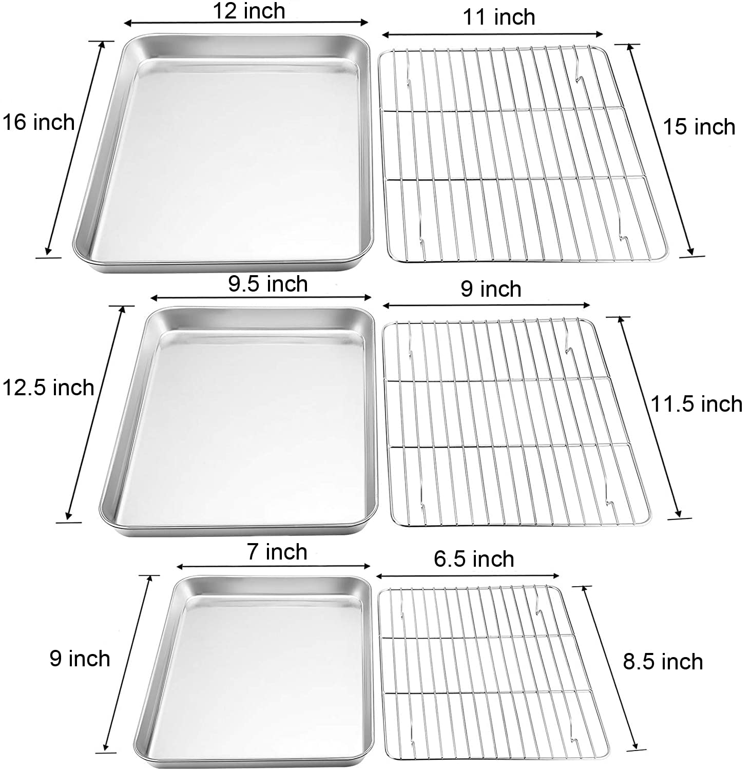 Teamfar Baking Sheet With Rack Set, Stainless Steel Cookie Sheet Baking Pans With Cooling Rack, Non Toxic & Healthy, Rust Free &