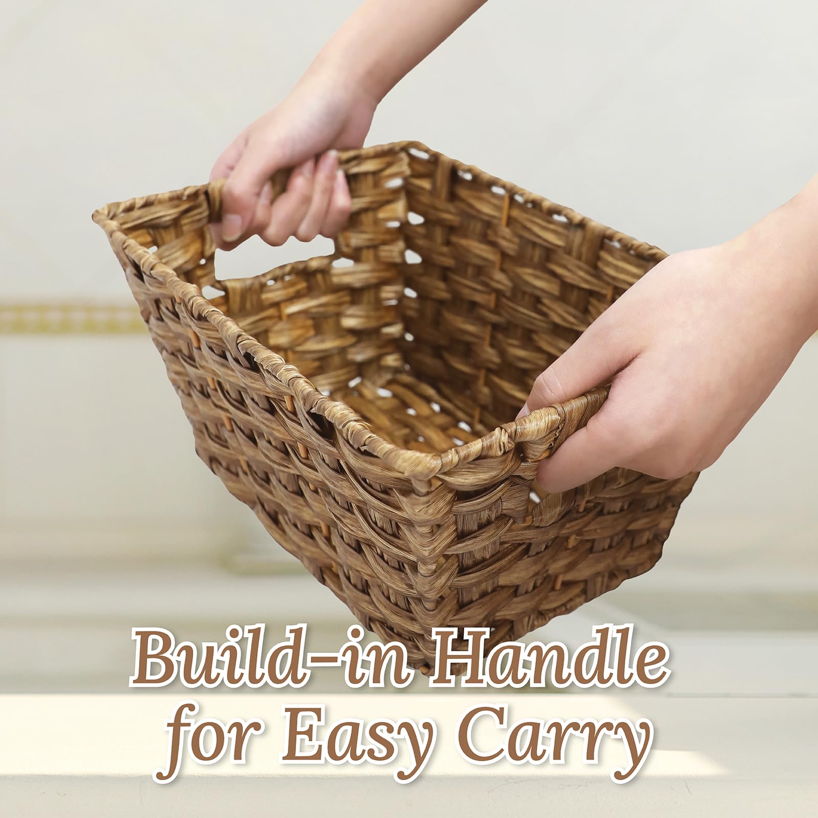 Weenest Wicker Storage Basket With Handle, Woven Baskets For Organizing And Trays, Holders, Organizers, Storage Baskets For Shel