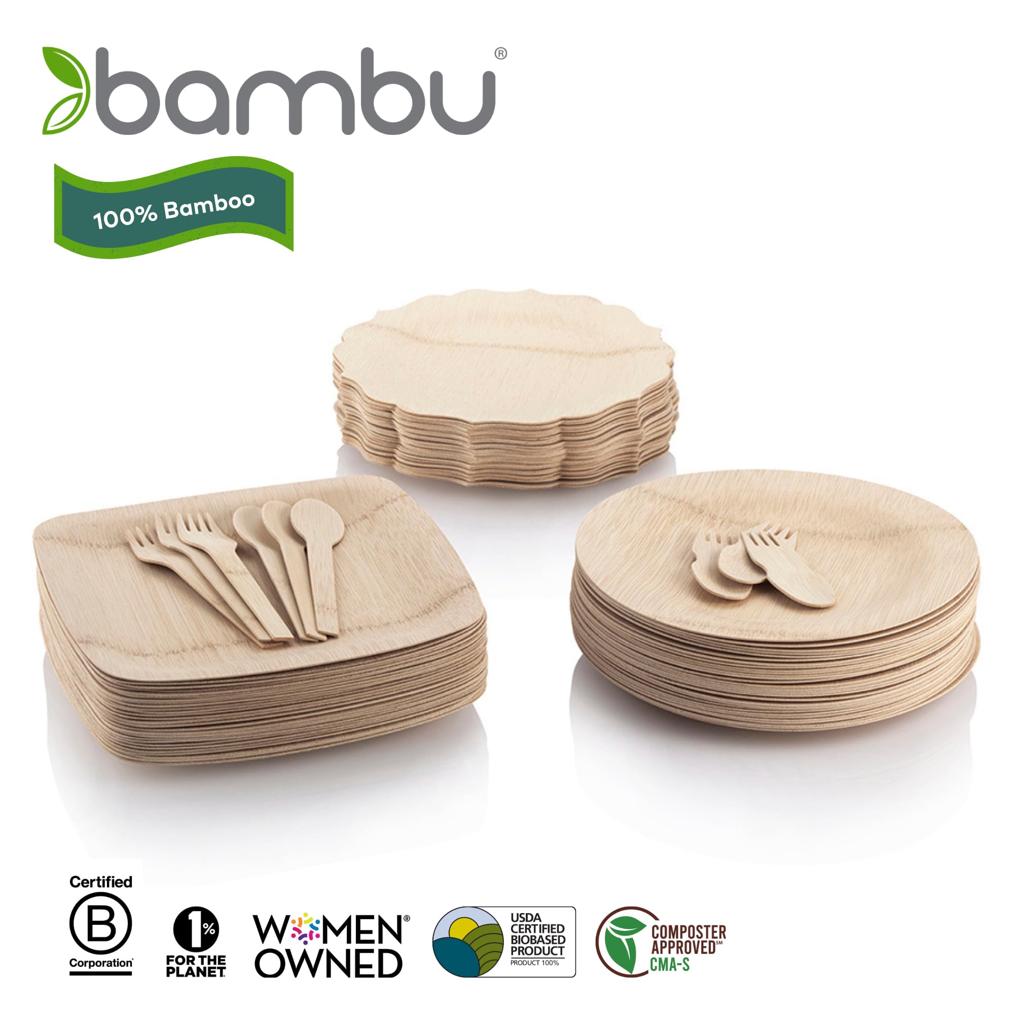 Bambu, Disposable Biodegradable, Compostable Bamboo Forks, Bulk Case, 100% Organic Utensils For Weddings, Parties, Picnics, Even