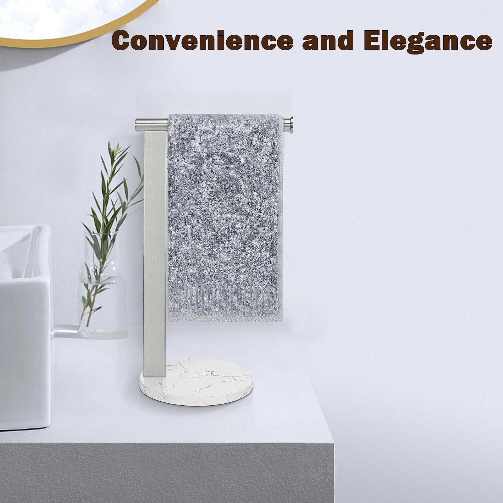 Siyzda Hand Towel Holder Stand For Bathroom, L- Shaped Freestanding Hand Towel Rack, Towel Bar Kitchen Vanity Countertop Organiz