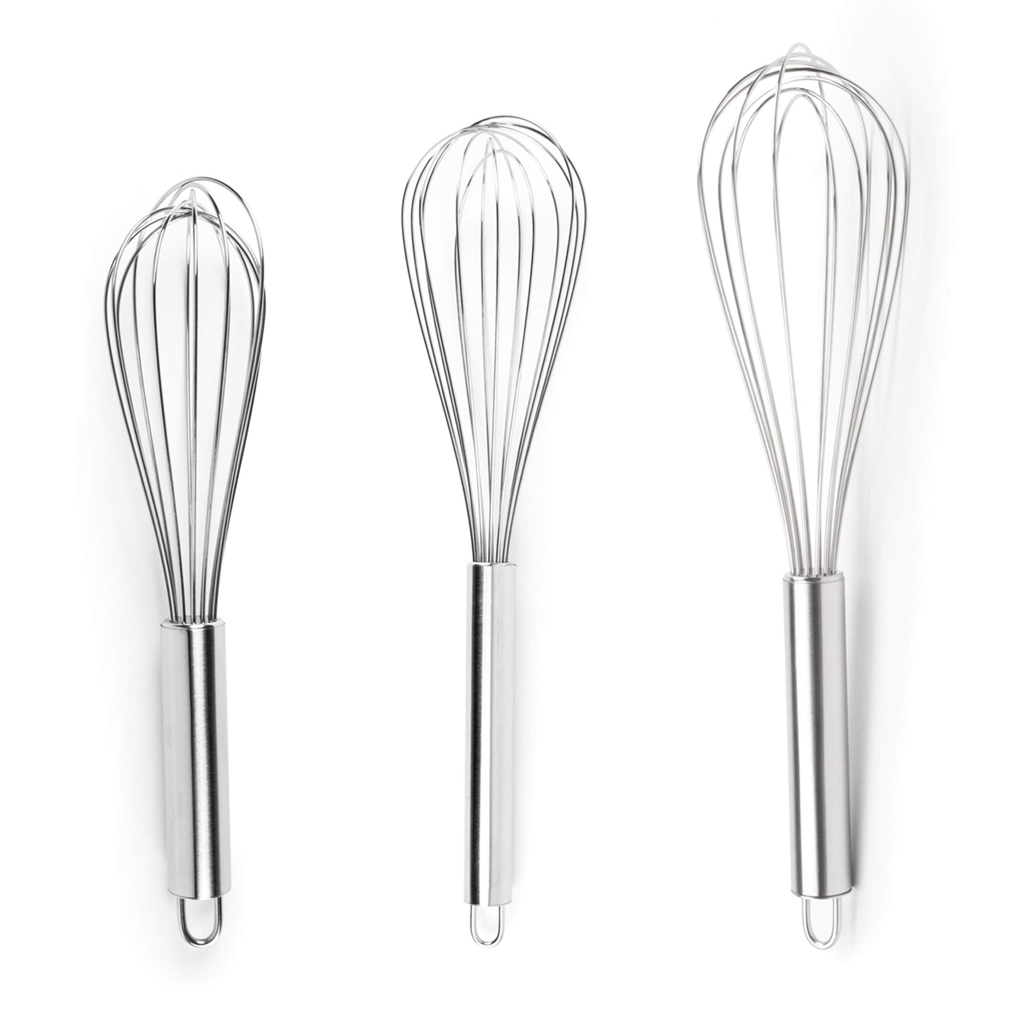 Fox Run 5830 Set Of 3 Stainless Steel Wire Balloon Whisks, 8'', 10'' And 12-Inch
