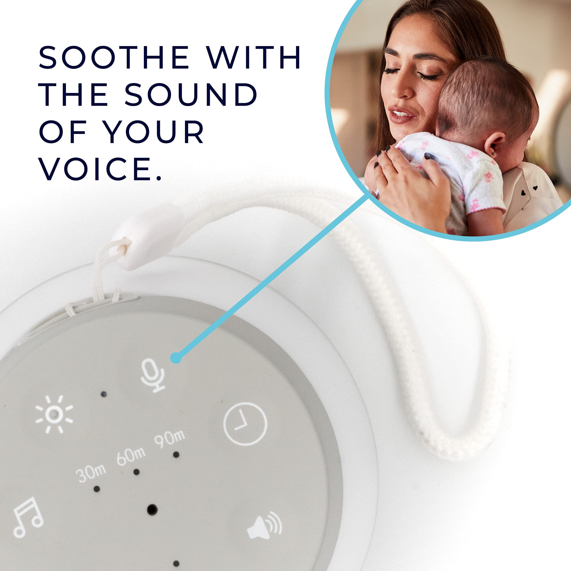 Yogasleep Baby Soother White Noise Sound Machine & Night Light, With Voice Recording & 5 Sound Options Including Brown Noise, Na