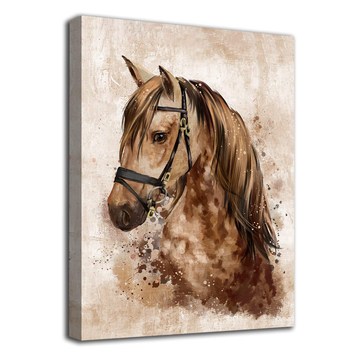 Artewoods Horse Wall Art Abstract Brown Canvas Pictures Vintage Canvas Prints Modern Animal Canvas Artwork Rustic Retro Canvas A