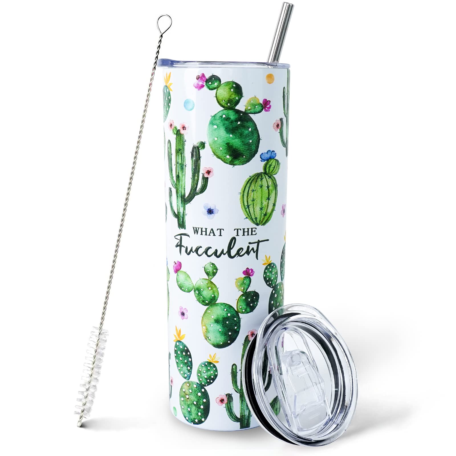 Mofvugz Cactus Tumbler,Cup-What The Fucculent-Cute Succulent Gifts For Women,Plant Lady Gifts,Cactus Gifts For Gardeners Women,P