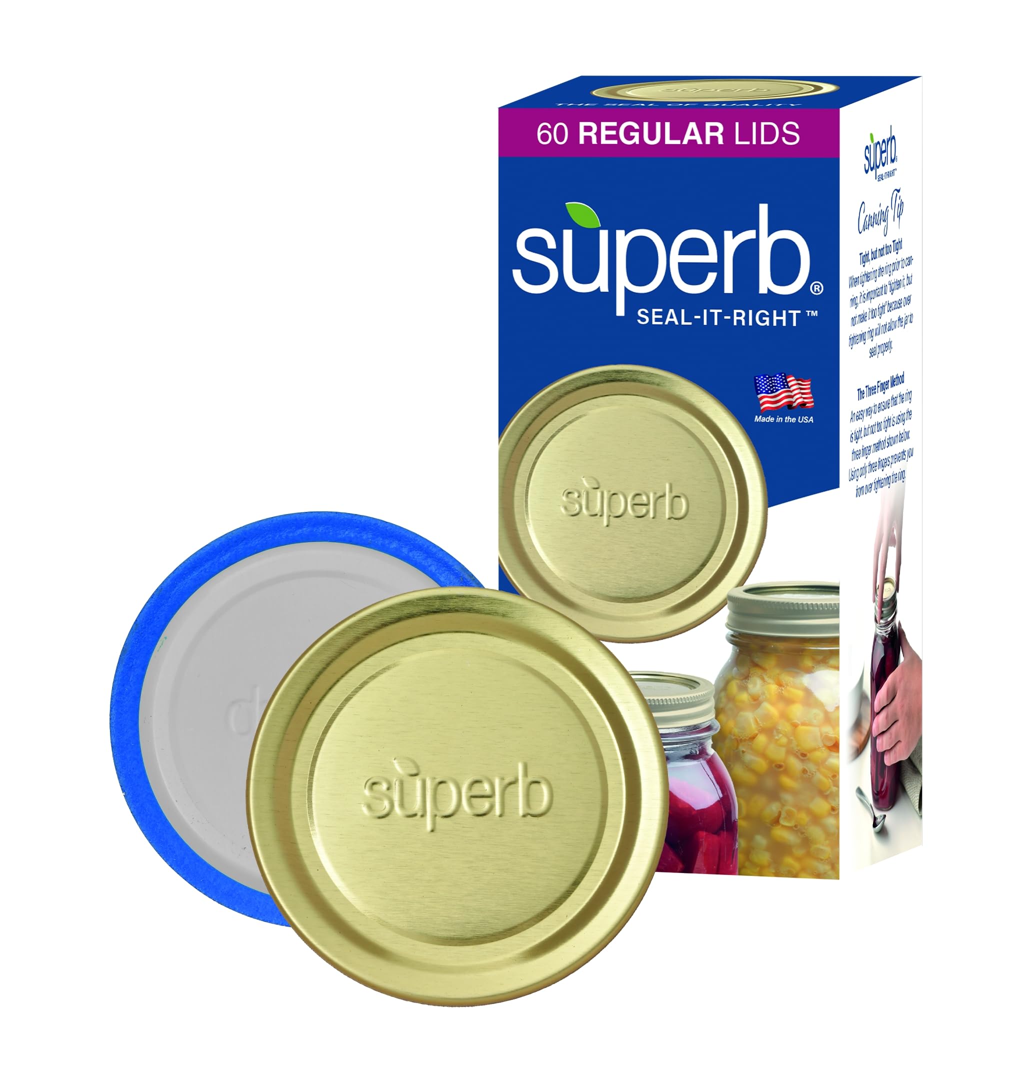 Superb Sealing Solutions Canning Lids - Mason Jar Regular Mouth Lid Toppers Fit Ball and Kerr Jars, 2.75 inch Food Grade with Th