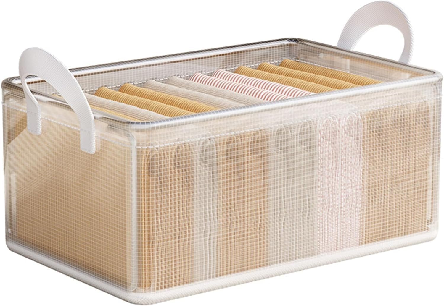 Ucravo 2 Pieces SpaceSaving Foldable Storage Boxes For Clothes | Transparent Closet Organizer With Lid & Handles | Stackable Pl