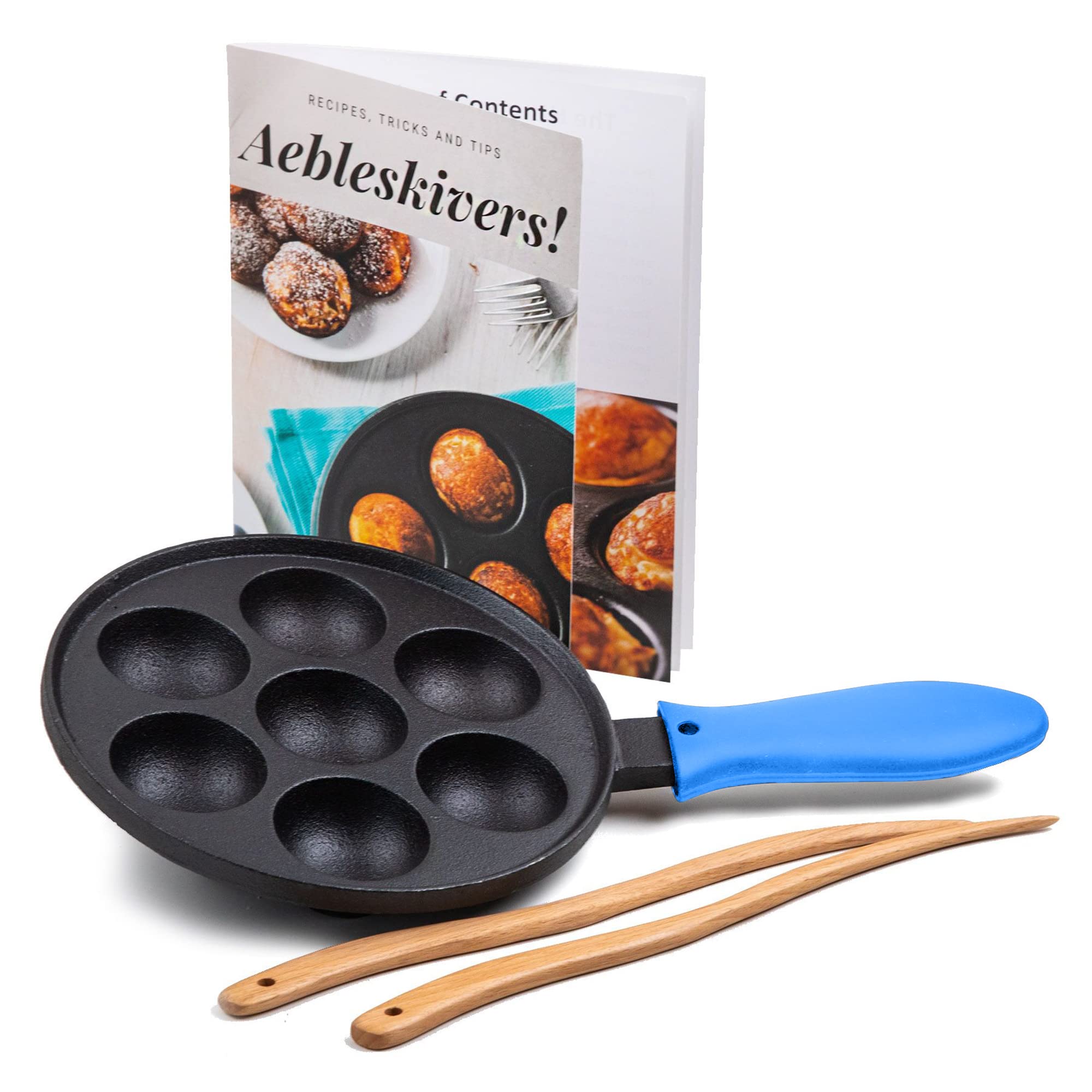 Upstreet Cast Iron Aebleskiver Pan/Ebelskiver Pan/Ideal For Mini Pancake Mold, Cake Pop Pan, And Takoyaki Maker For Danish Stuff