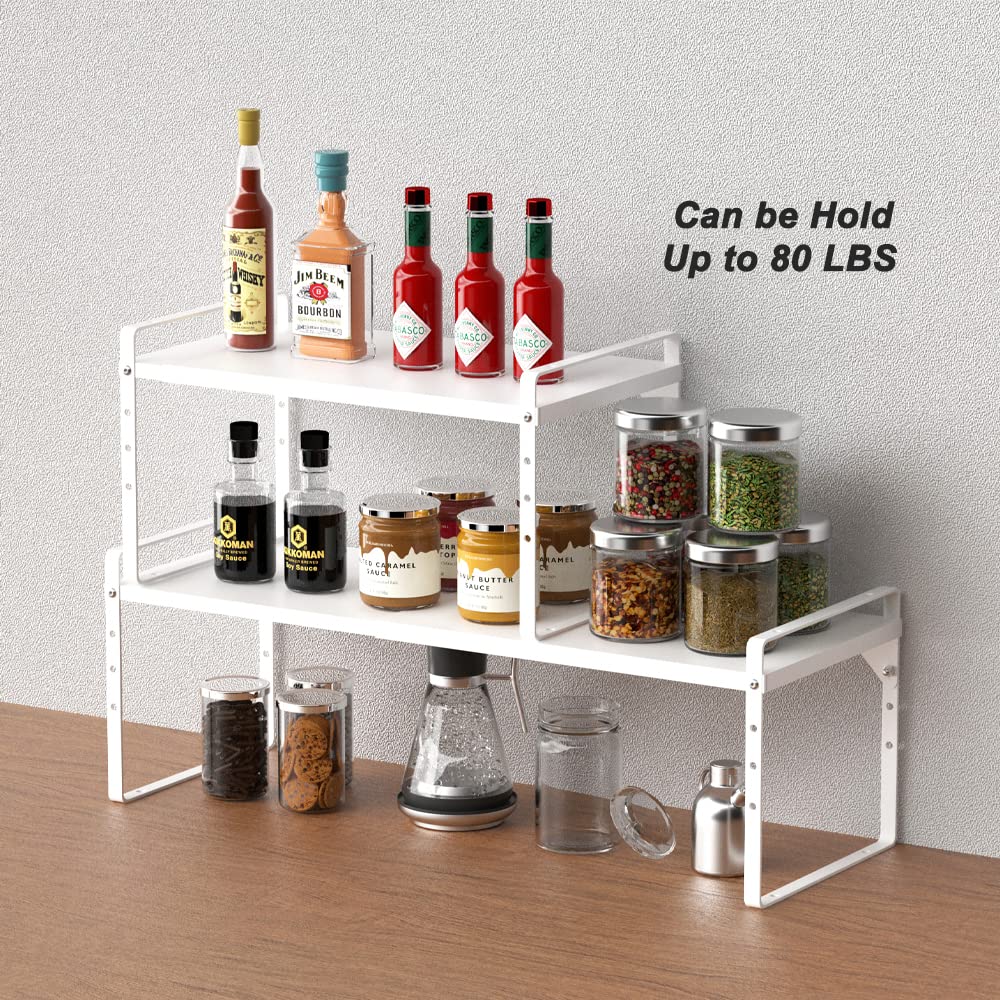 Wejipp Cabinet Organizer Shelf Expandable Pantry Counter Shelves Stackable Under Sink Inside Cabinet Storage Spice Rack For Kitc