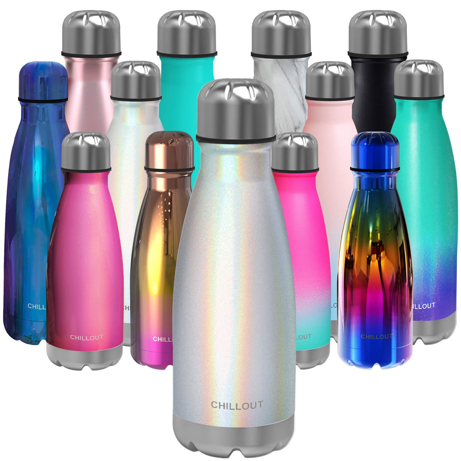 Chillout Life Stainless Steel Water Bottle For Kids School: 12 Oz Double Wall Insulated Cola Bottle Shape For Cold And Warm Drin