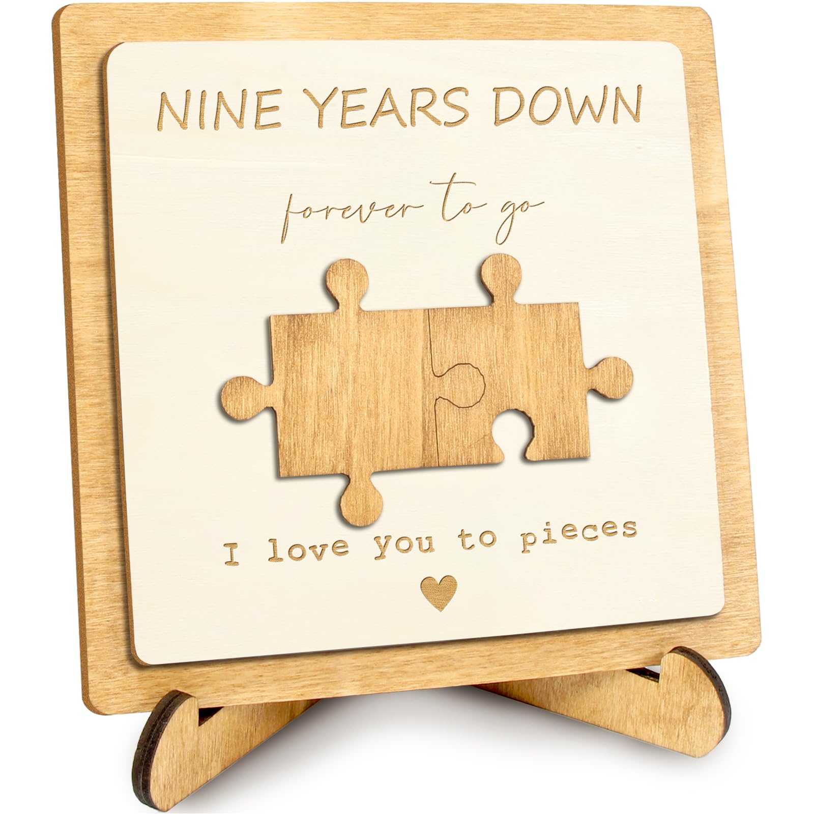 MAMAGIFTREE 9 Year Anniversary Unique Gift for for Her, Him, Boyfriend, Girlfriend, Husband, Wife - Love You to Pieces Sign - Ro
