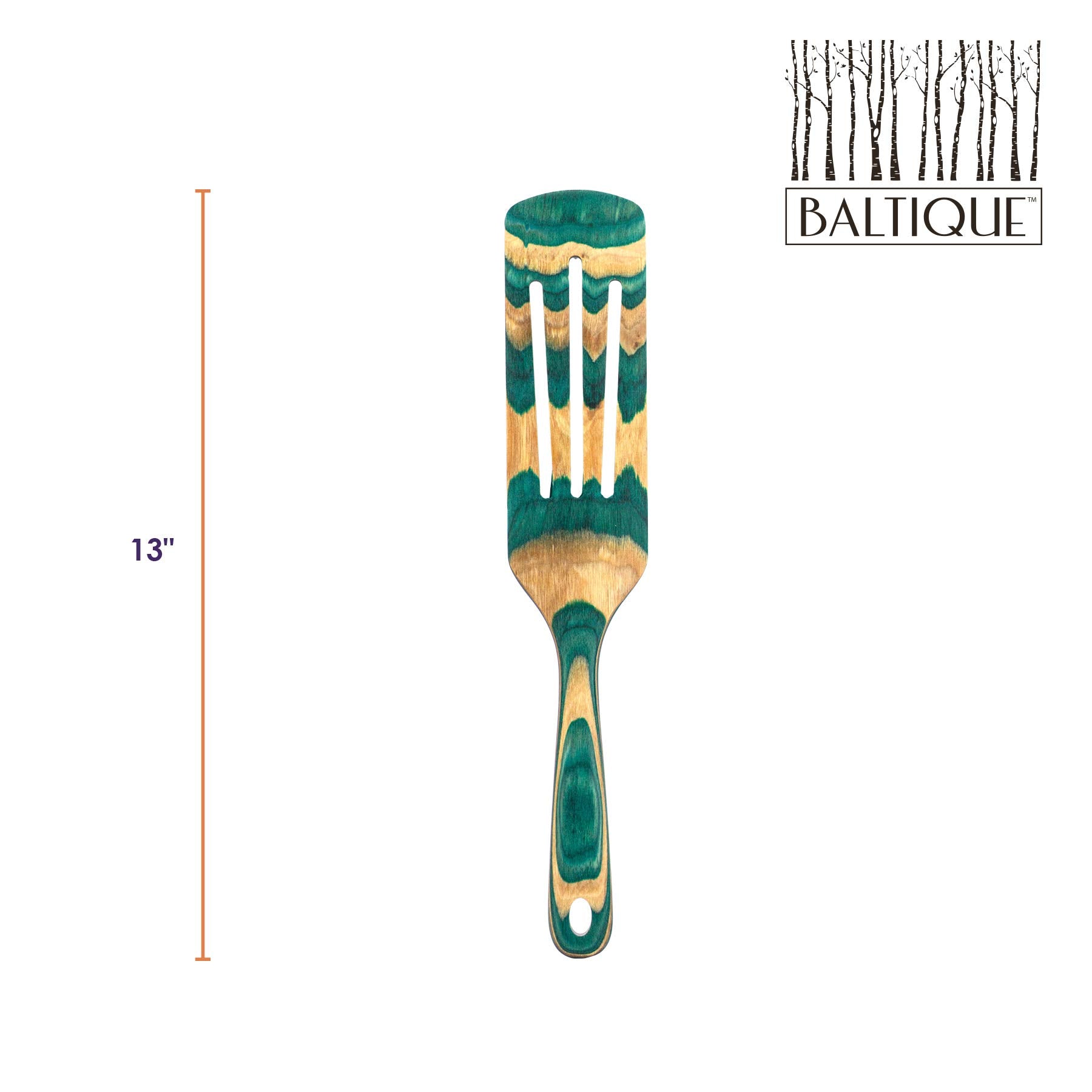 Baltique Mykonos Collection 13'' Wooden Spurtle Cooking Utensil, Safe For Nonstick