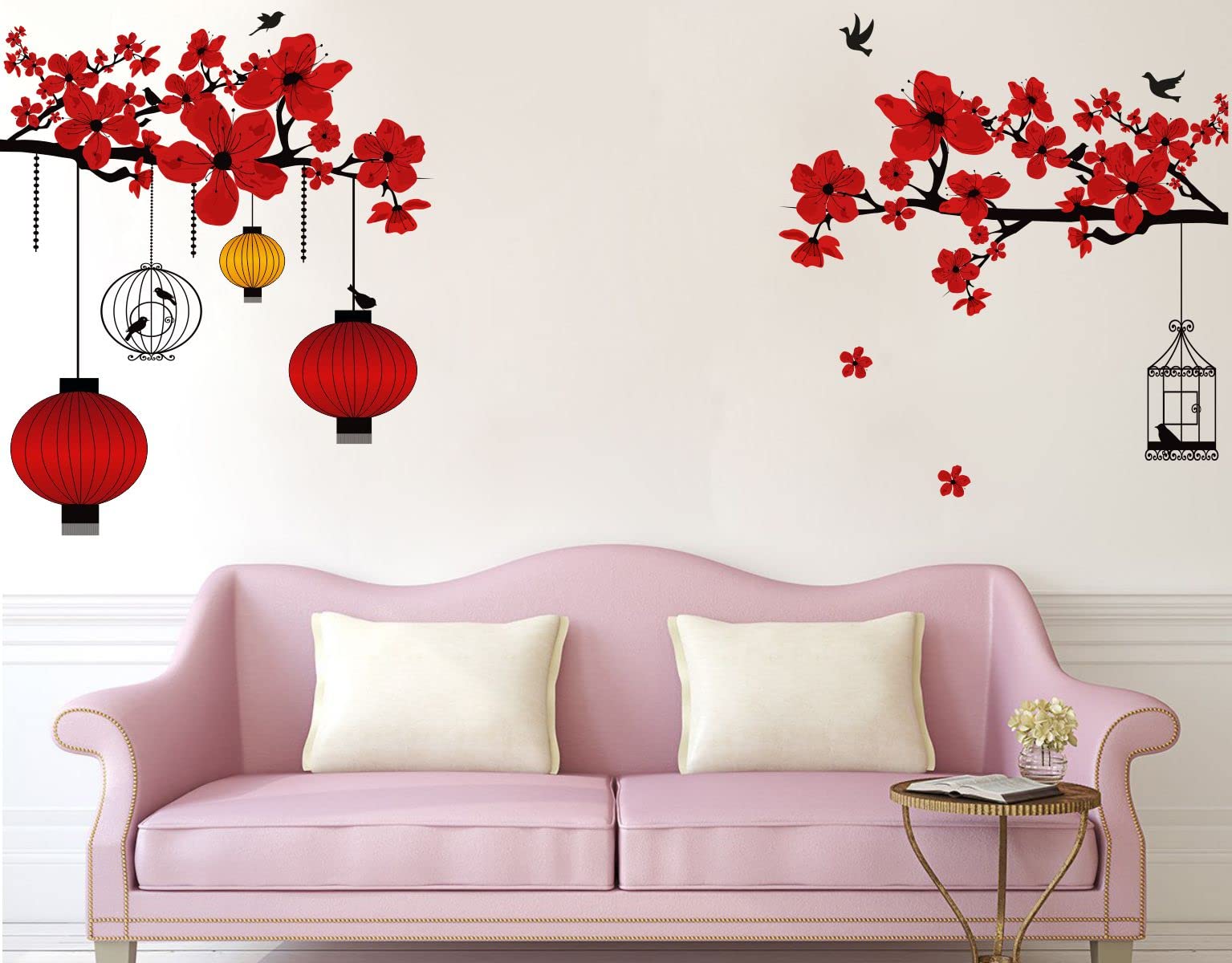 Sticker Studio Vinyl Reusable Self-Adhesive Tree With Lamp Wall Sticker | Multicolour Design | Easy To Apply & Remove | Perfect