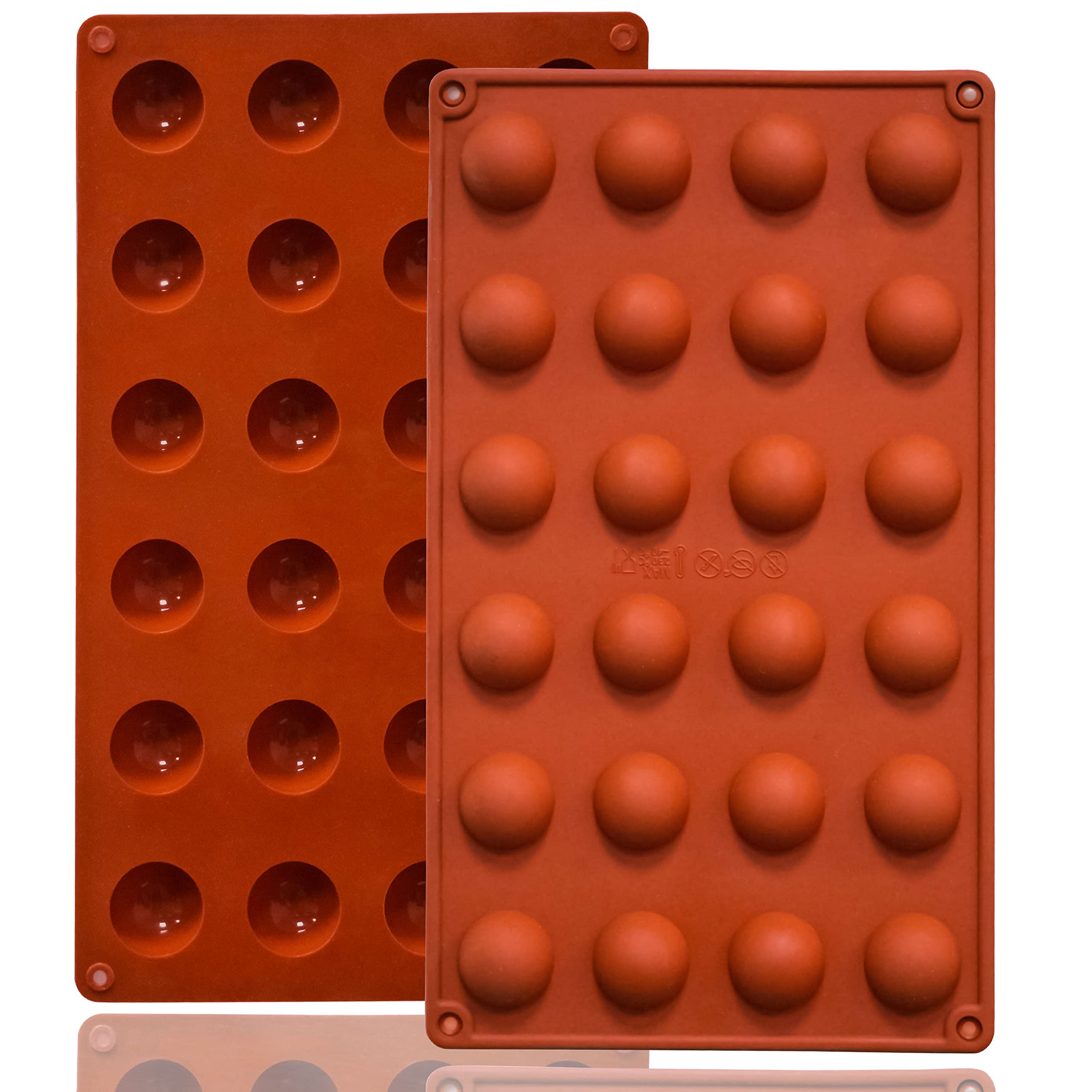 Lerykin Small 15-Cavity Semi Sphere Silicone Molds Non-Stick,2 Packs Half Sphere Silicone Baking Molds For Making Jelly, Chocola