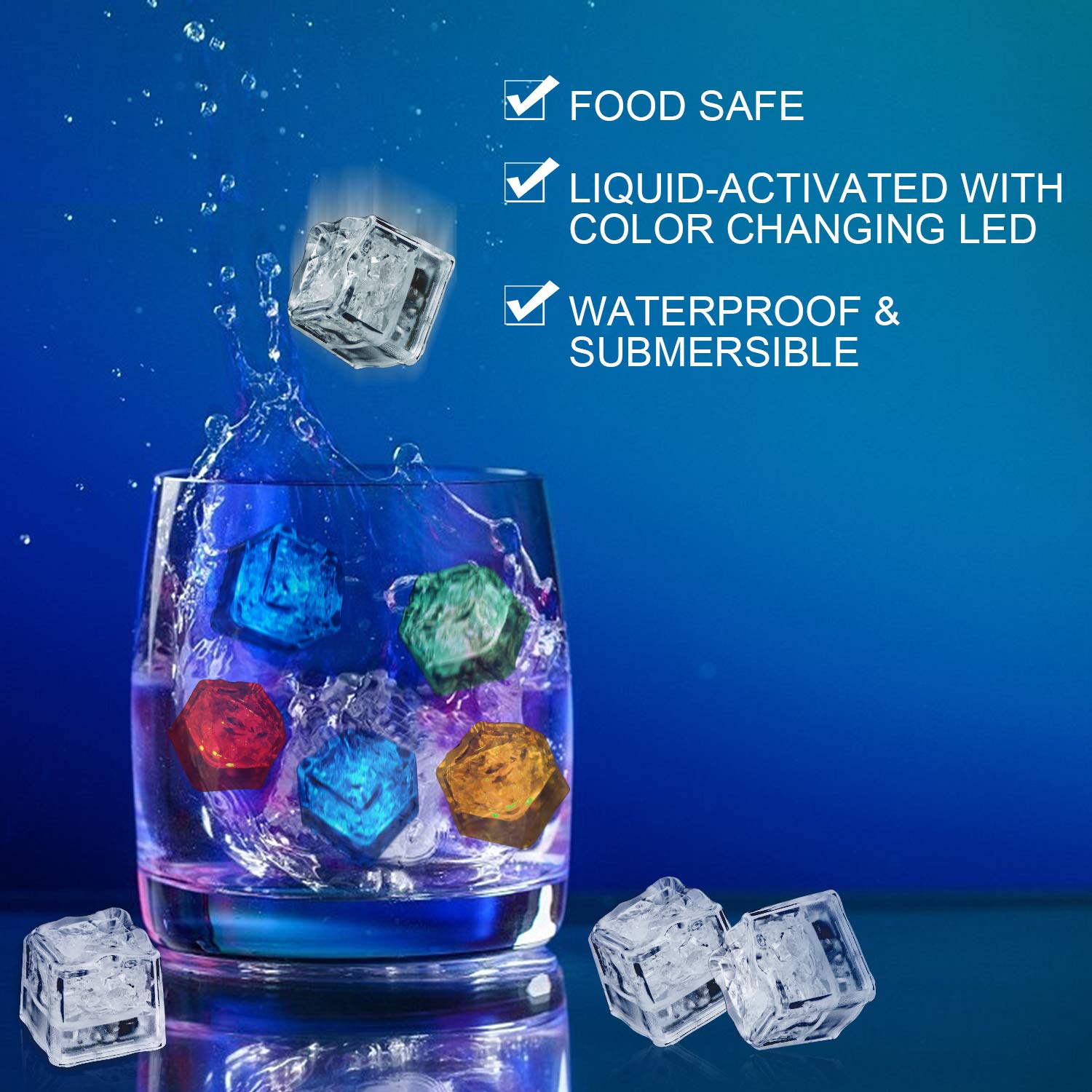 Nonley Light Up Ice Cubes,120 Pack Color Changing Led Ice Cubes For Drinks Glow In The Dark Ice Cubes, Reusable Glowing Flashing