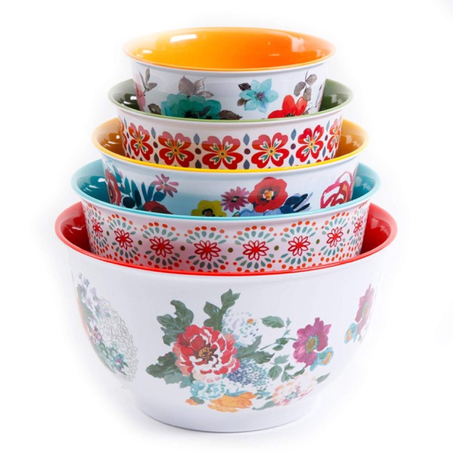 The Pioneer Woman Country Garden Nesting Ceramic Mixing Bowl Set, 10-Piece, Multiple Patterns