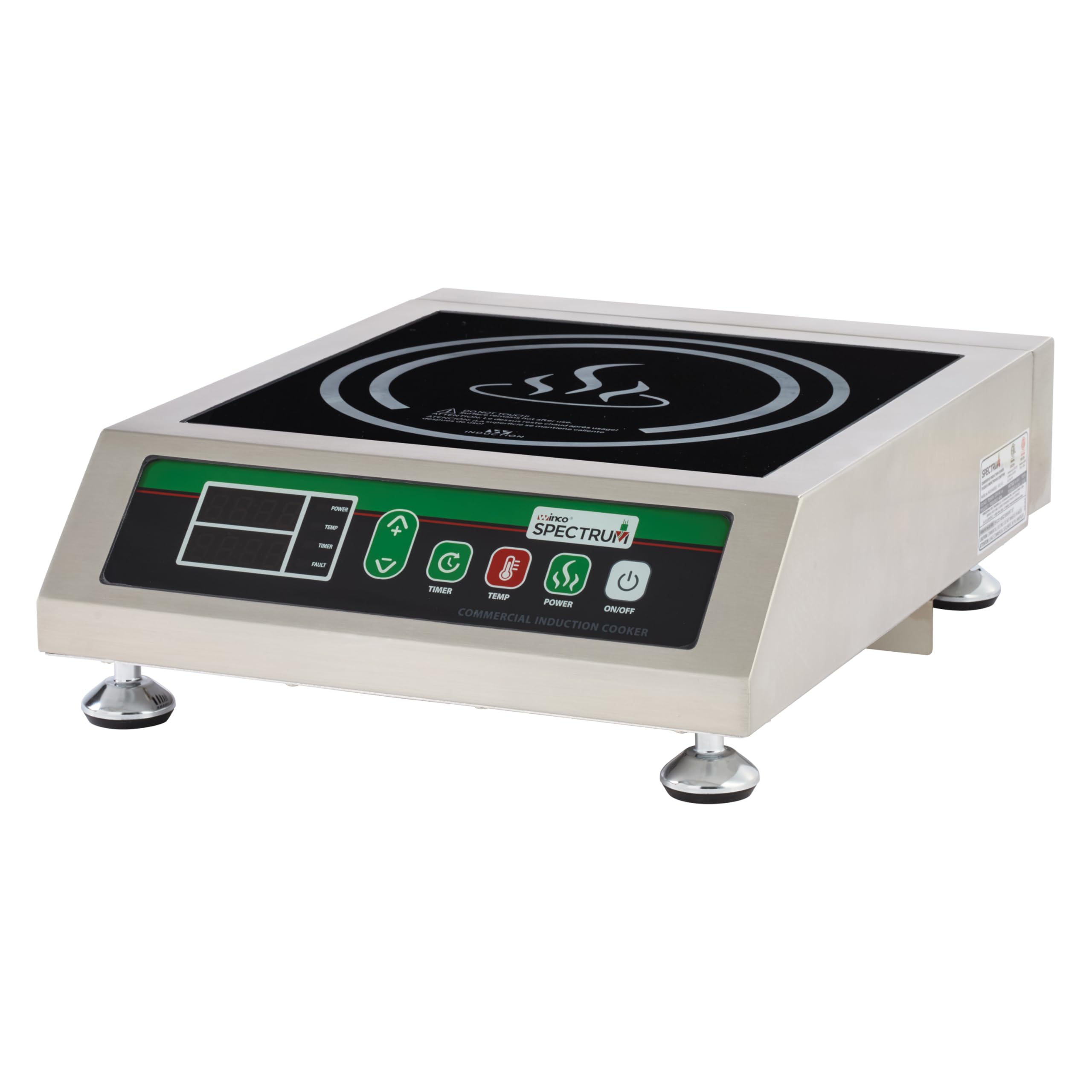 Winco EICS-18C Commercial-Grade Portable Induction Cooktop Burner with NEMA 5-20P Plug, 1800 W (NEMA 5-20P Plug), 120V