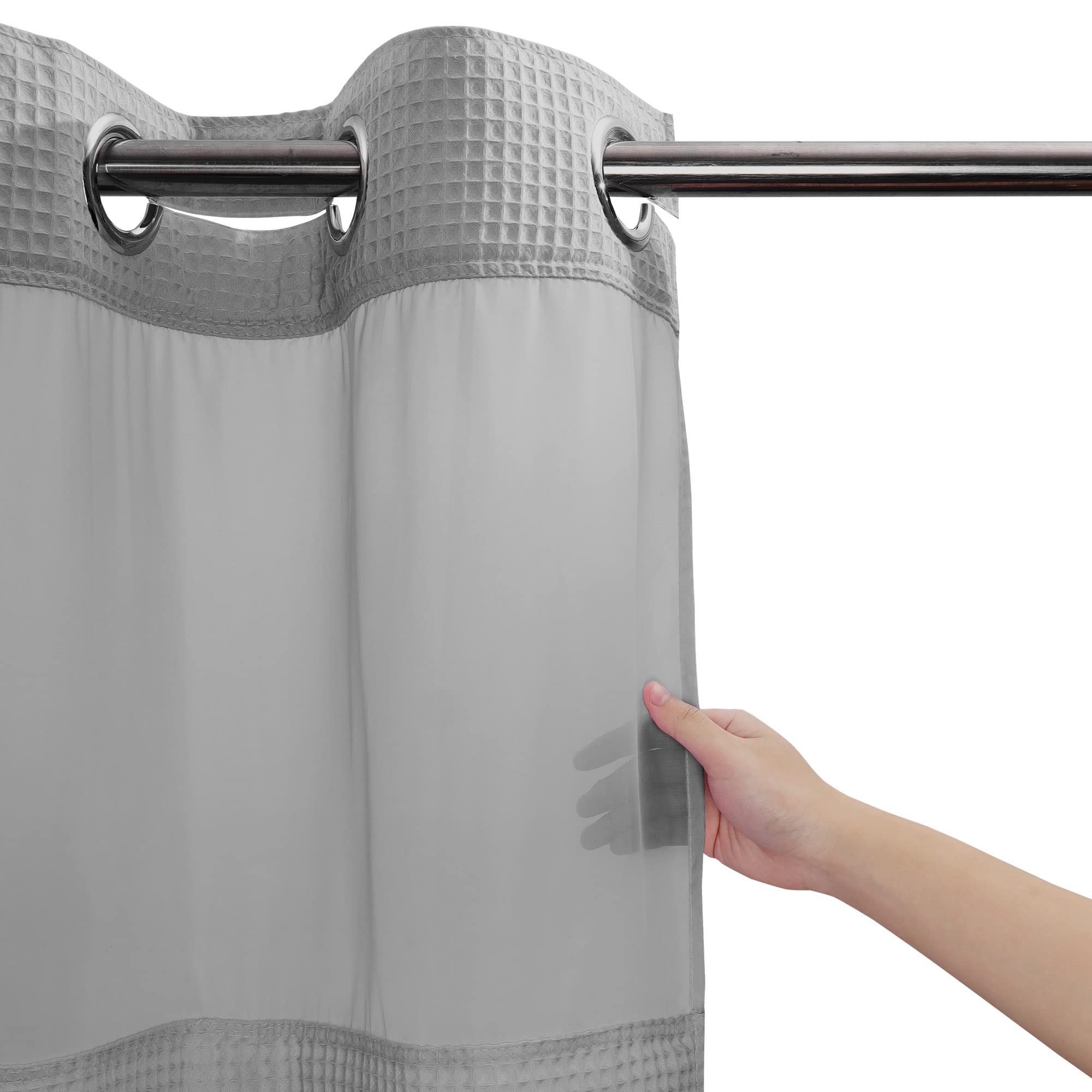 River Dream Lake Wanaka Fabric Shower Curtain Set, Cotton Blend, Waffle Weave, With Snap In Replacement Liner,71 X 86 Inches