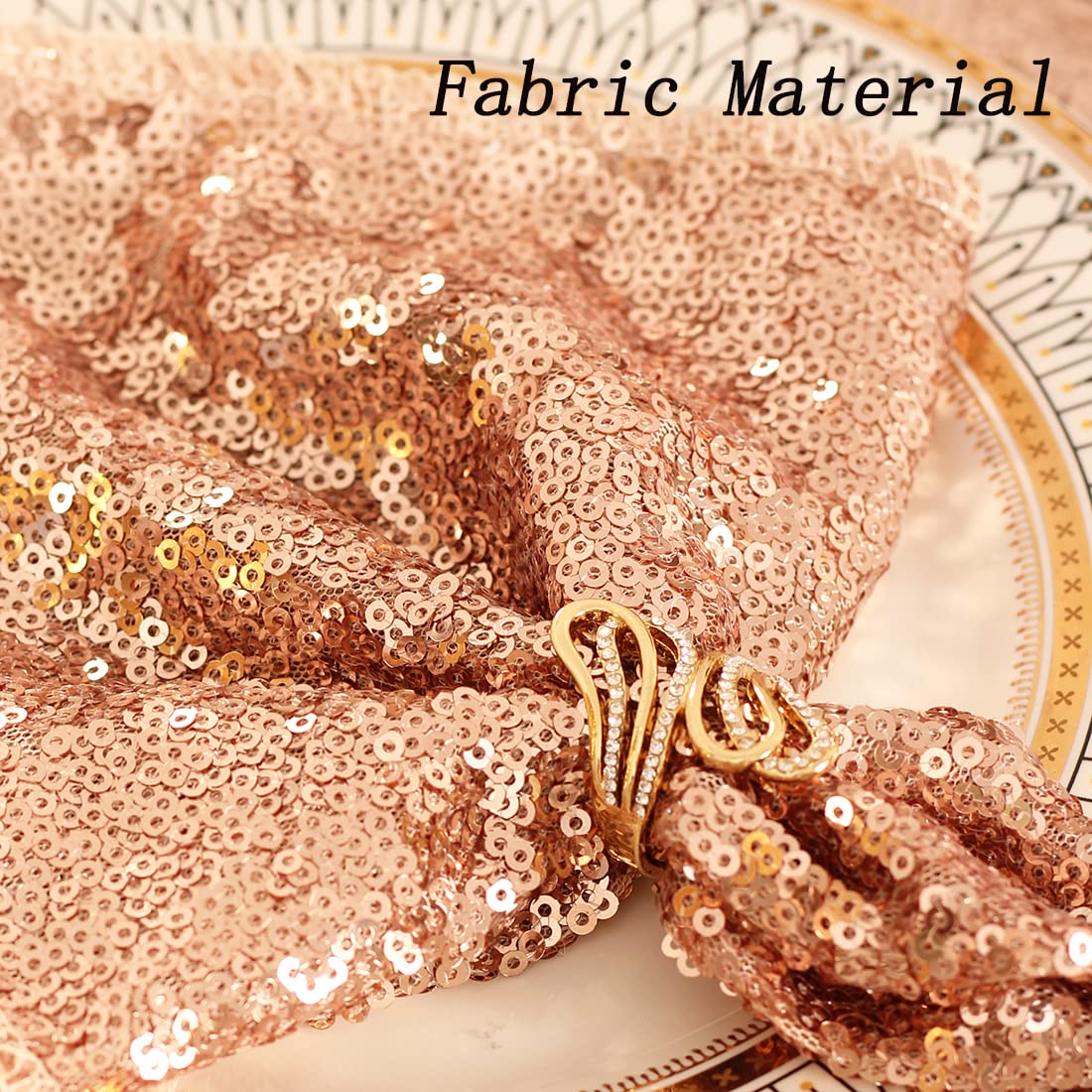 Partydelight Sequin Tablecloth Table Overlay Square 90''X90'' Rose Gold