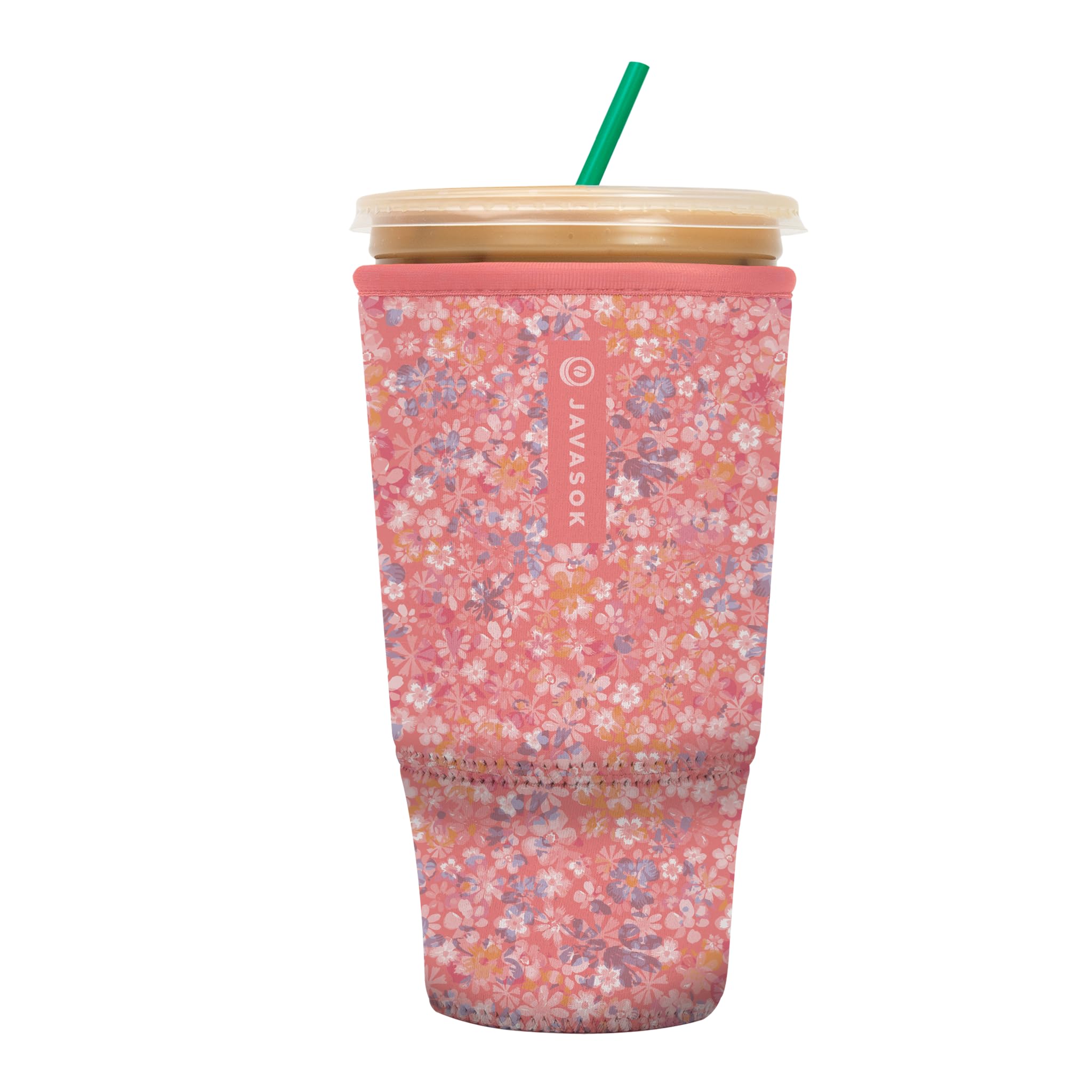 Sok It JavaSok Iced Coffee & Cold Soda Insulated Neoprene Cup Sleeve (Blushing Blooms, XXLarge: 44-48oz)