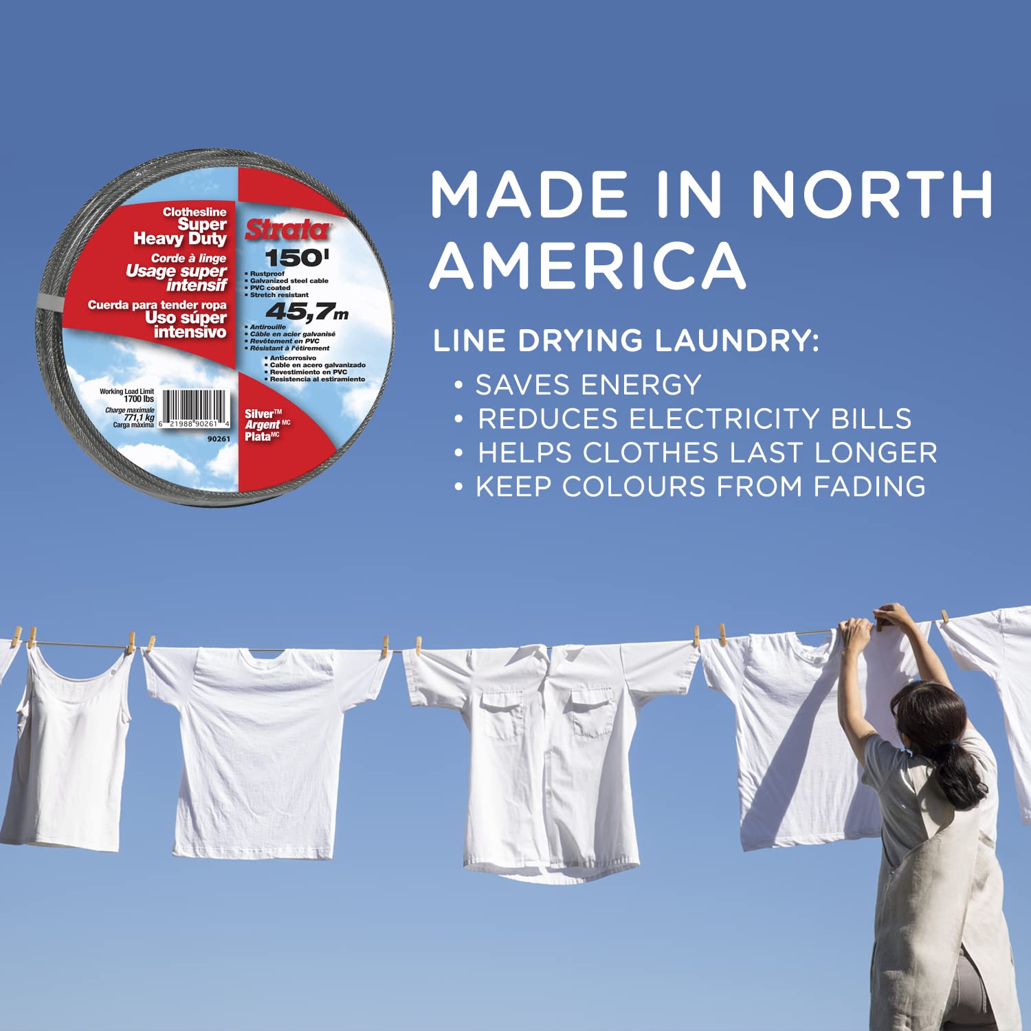 4 X 3/16 Inch(S) X 150' Pvc Durable Clothesline