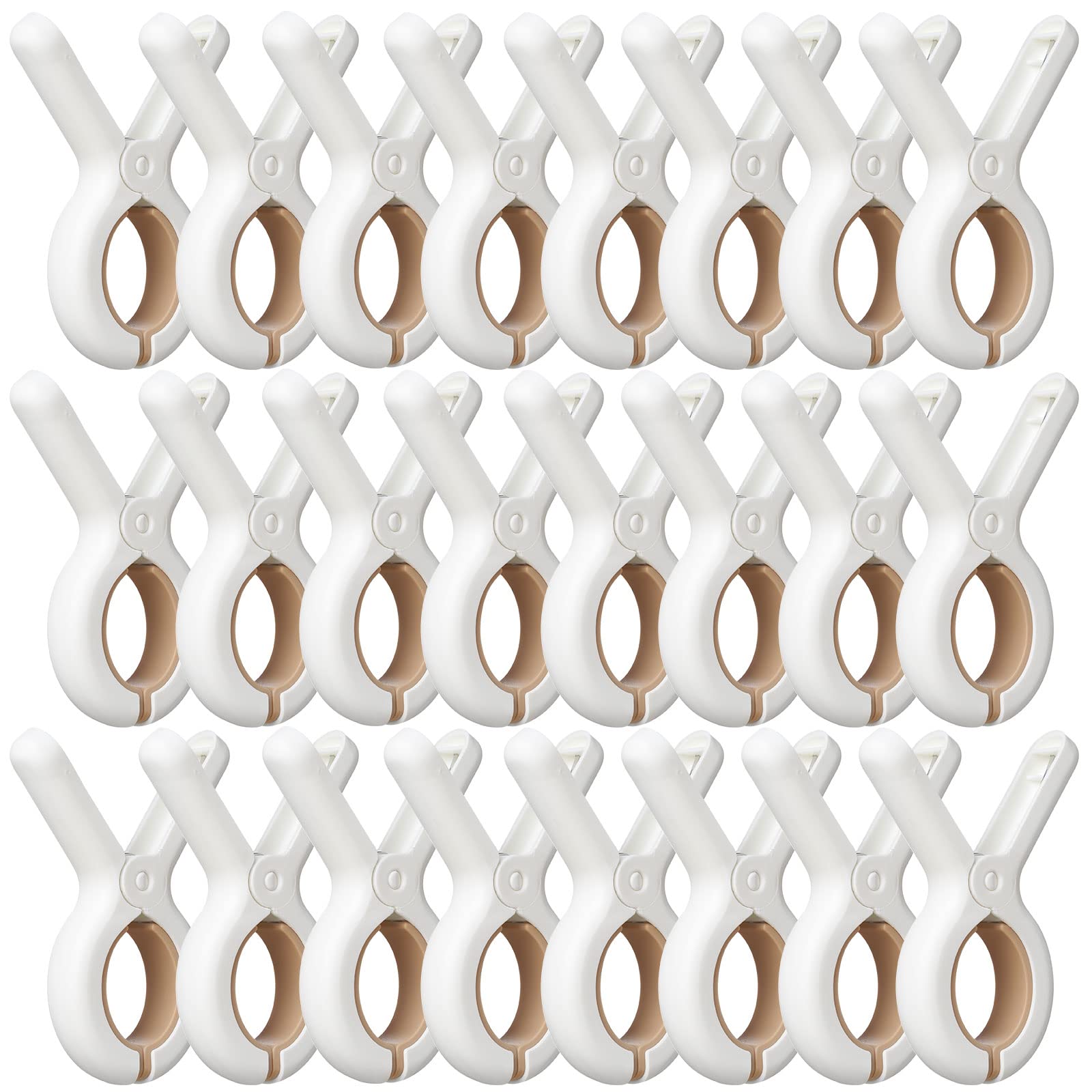 24 Pack Plastic Clothes Pins With Strong Anti-Rust Springs,Heavy Duty Beach Towel Clips,Laundry Clothespins To Keep Your Towel,