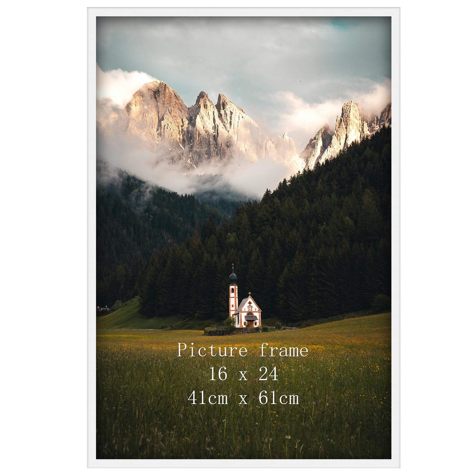 Giftgarden 16x24 Picture Frame White, Textured Metal Poster Frame 24x16 for Wall Display, Single