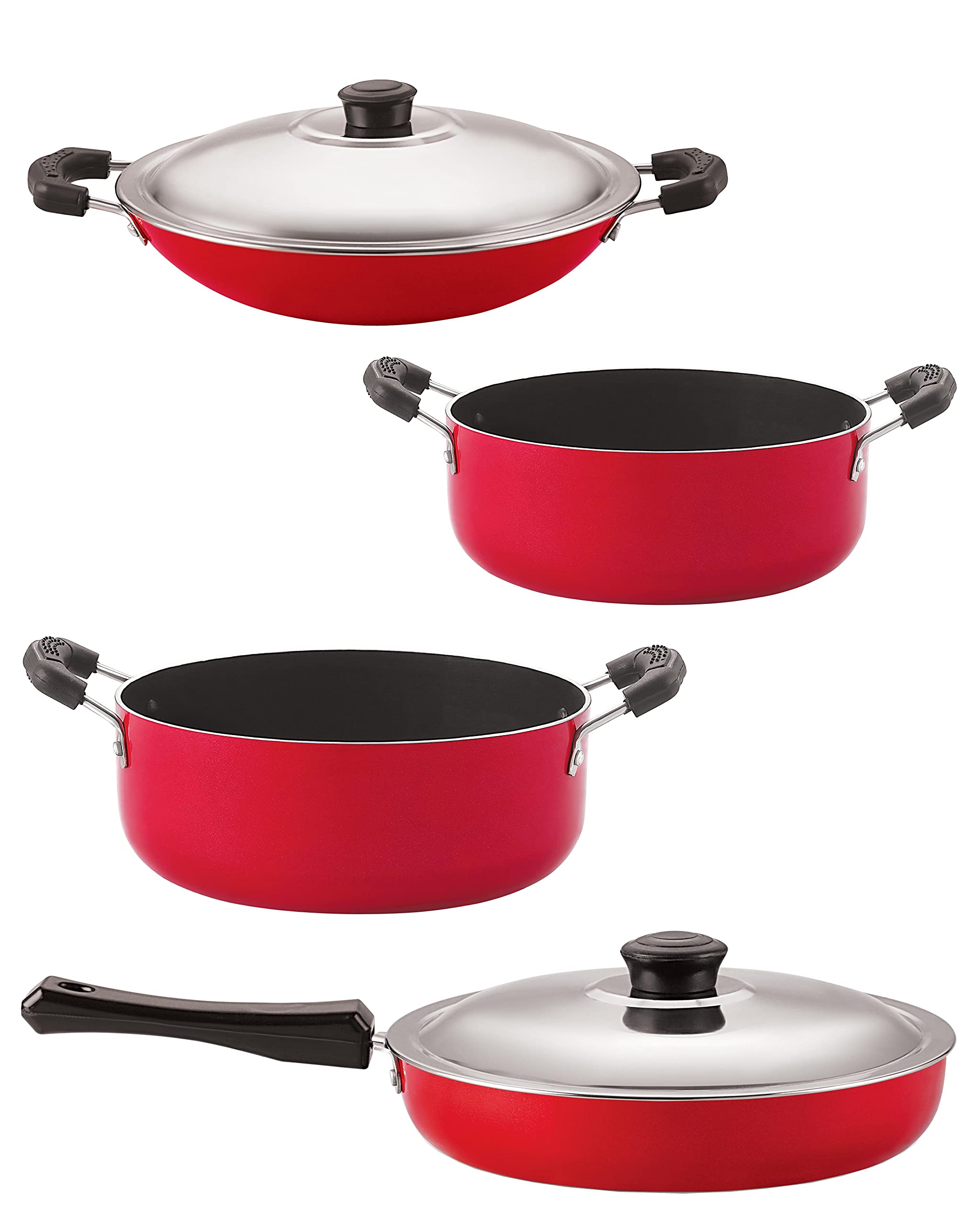 Nirlon Odor Free 3 Layer Non Stick Coating Cookware Gift Item Set With Bakelite Handle, 4 Piecesfp12_Ac_Cs20_Cs24