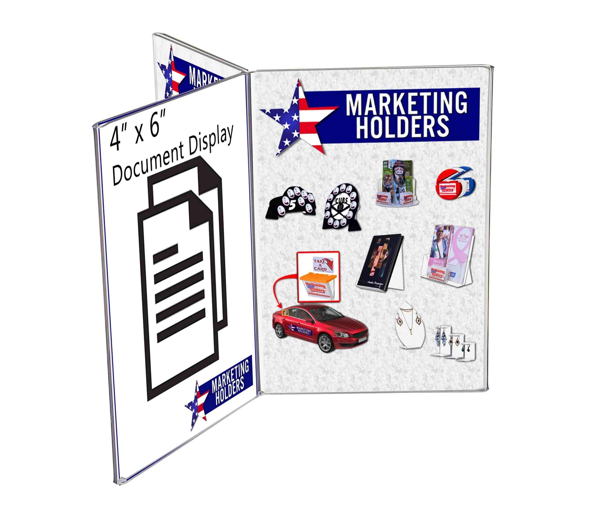 6 Pack Tabletop Sign Holder Holds Six 4 x 6 Inch Graphic Menu Clear Acrylic Multi Panel Display Table Tent Perfect For Restauran
