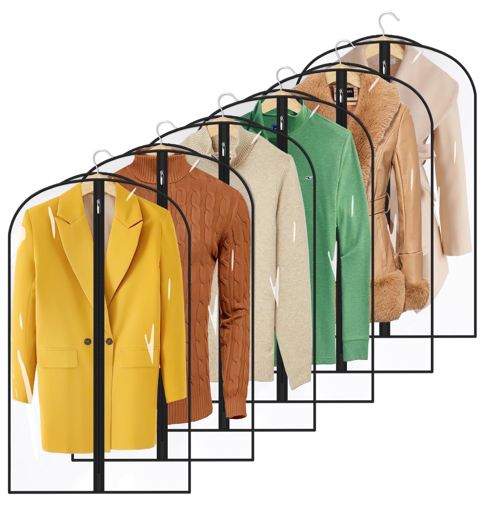 MISSLO All Clear Garment Bags for Hanging Clothes 40 Suit Bags for Closet Storage Plastic Clothes Covers for Shirts, Jackets, Co