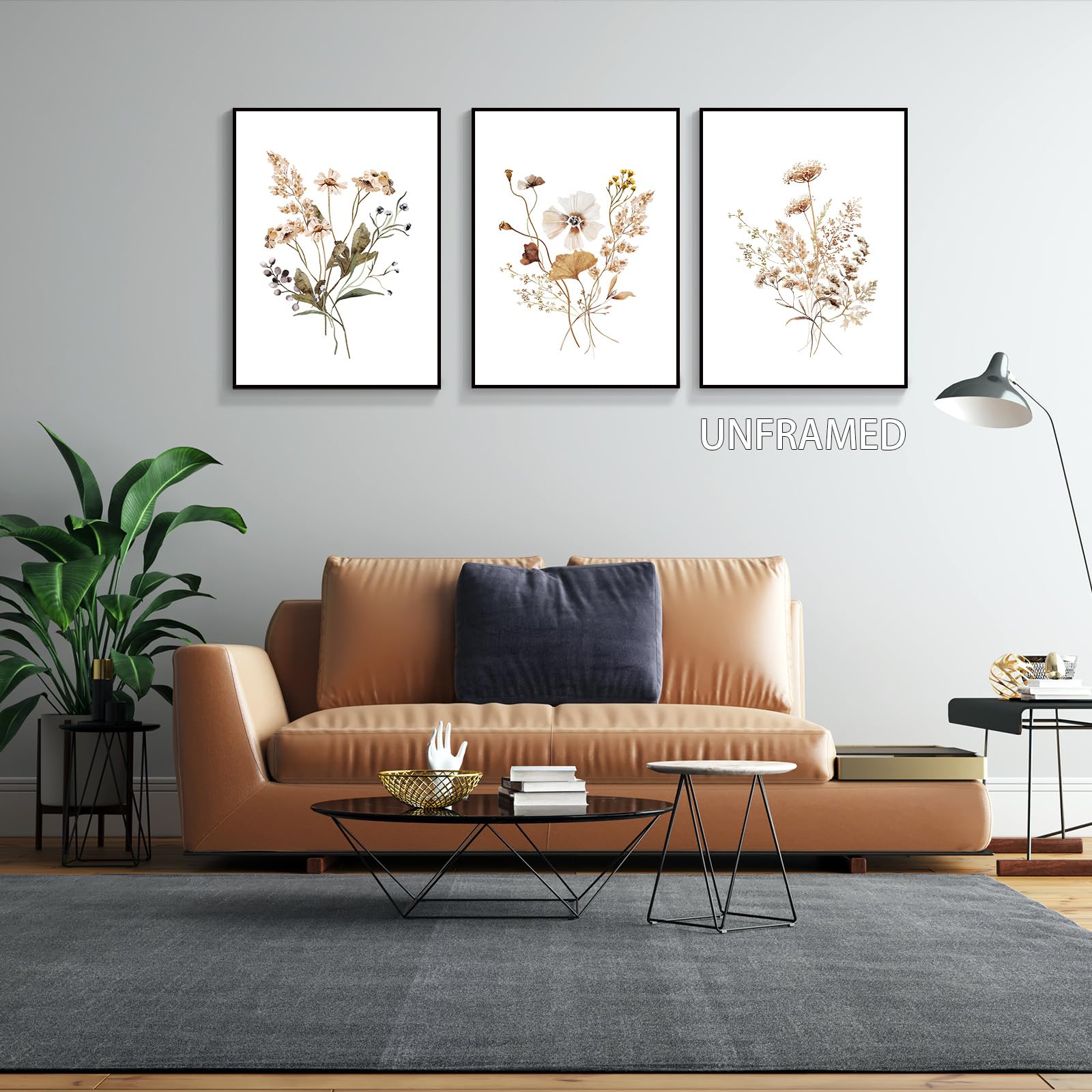 Dfaiuy Wildflowers Watercolour Poster Neutral Botanical Boho Canvas Wall Art Vintage Green Leaf Floral Nature Print Painting Cou
